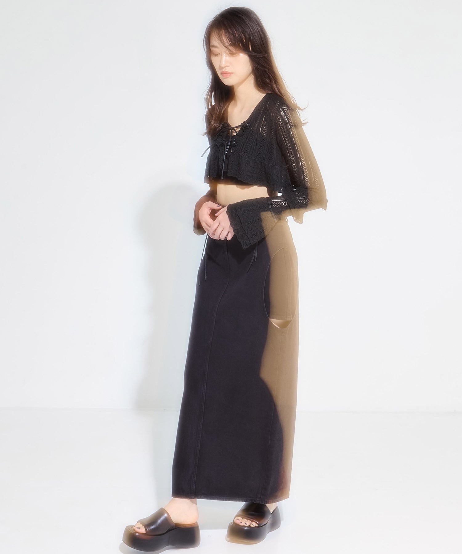 double ribbon knit cardigan tanakadaisuke