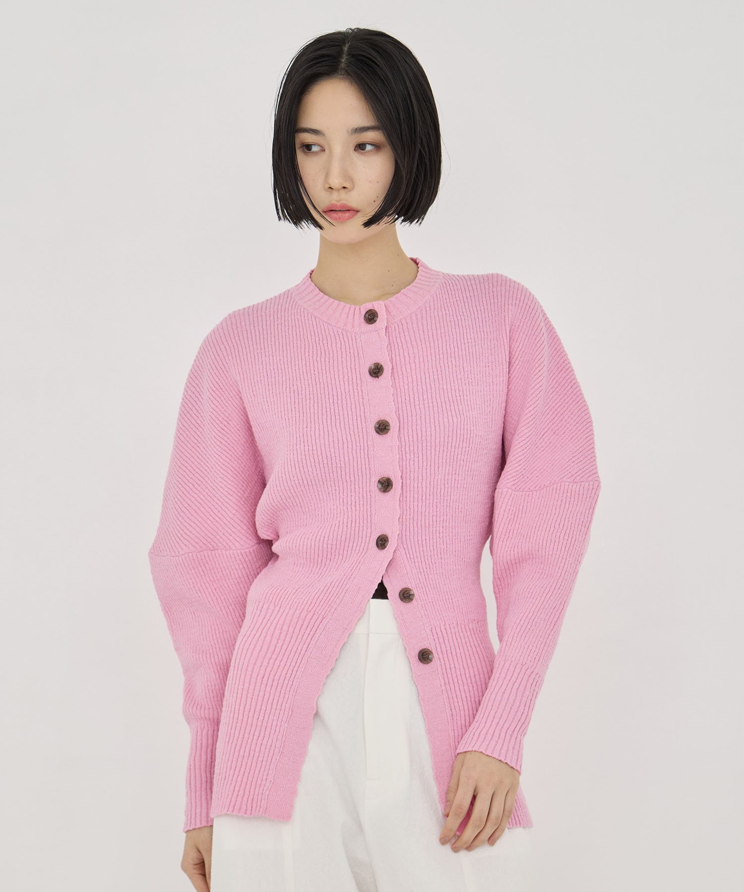 Greer crew neck knit cardigan AKIRANAKA