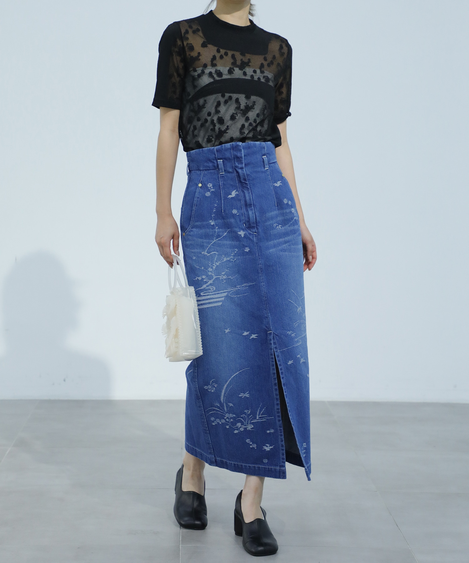 Nature Pattern Jacquard Denim Skirt Mame Kurogouchi