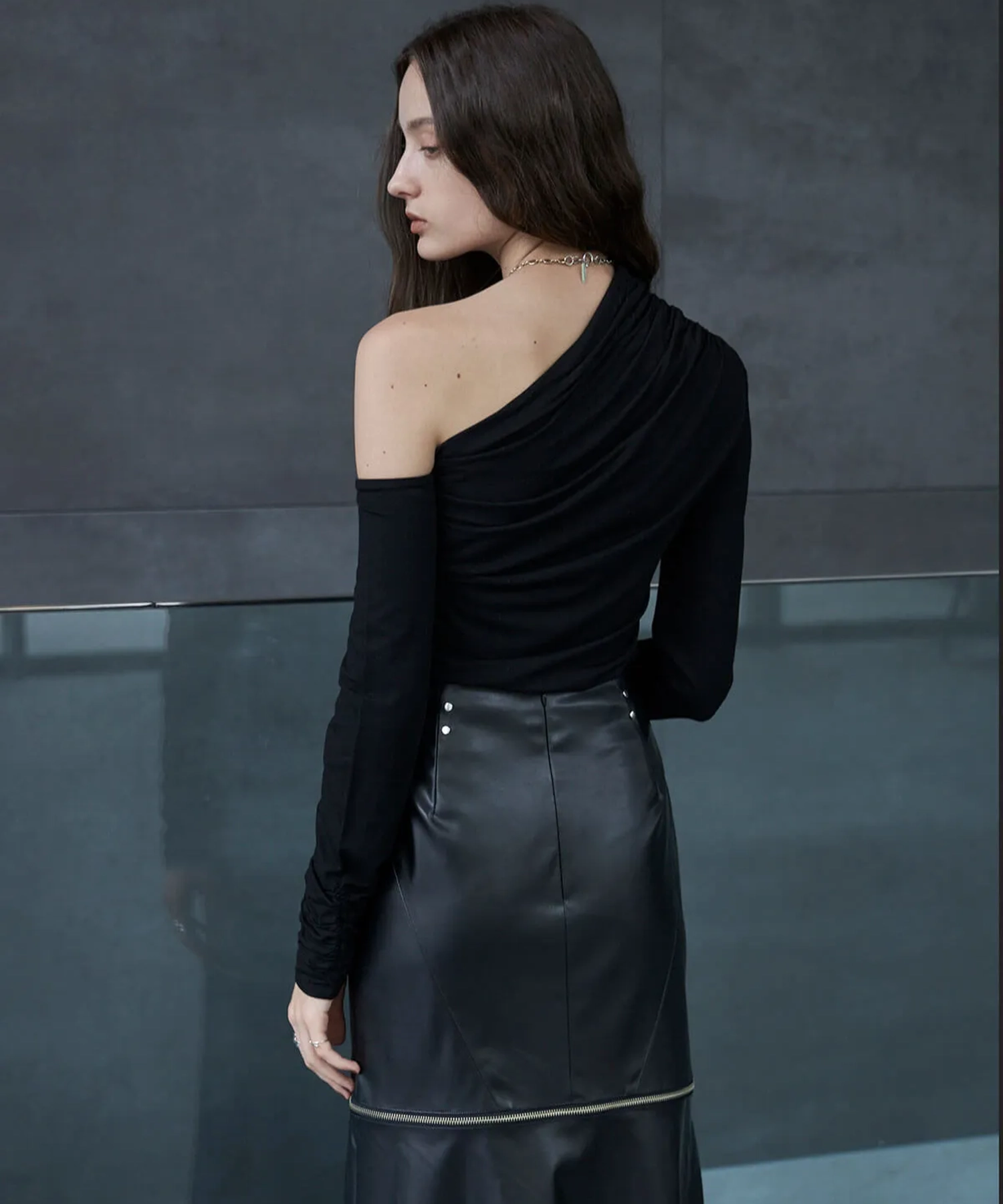 LEATHER ZIP SKIRT JOSEMOON