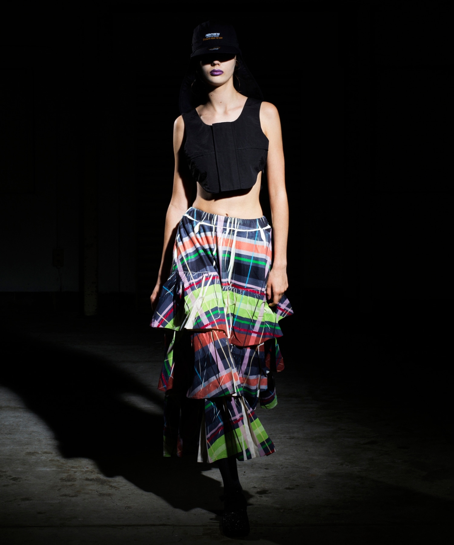 DIRECT PRINT RIB GATHER LONG SKIRT NON TOKYO