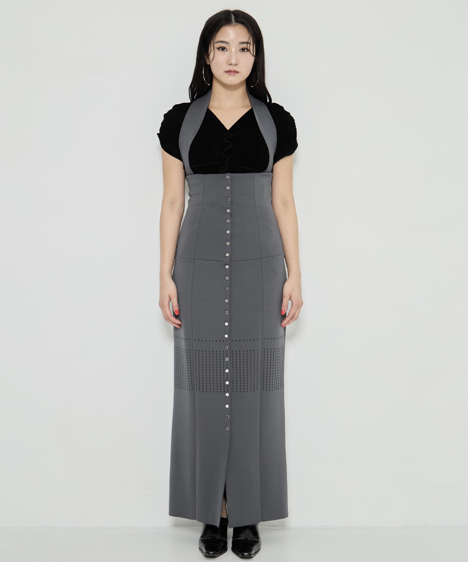 STRAPS KNIT LONG SKIRT FETICO