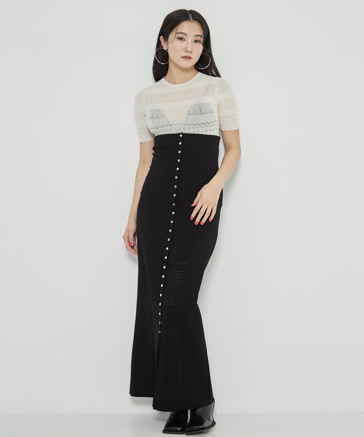 STRAPS KNIT LONG SKIRT FETICO