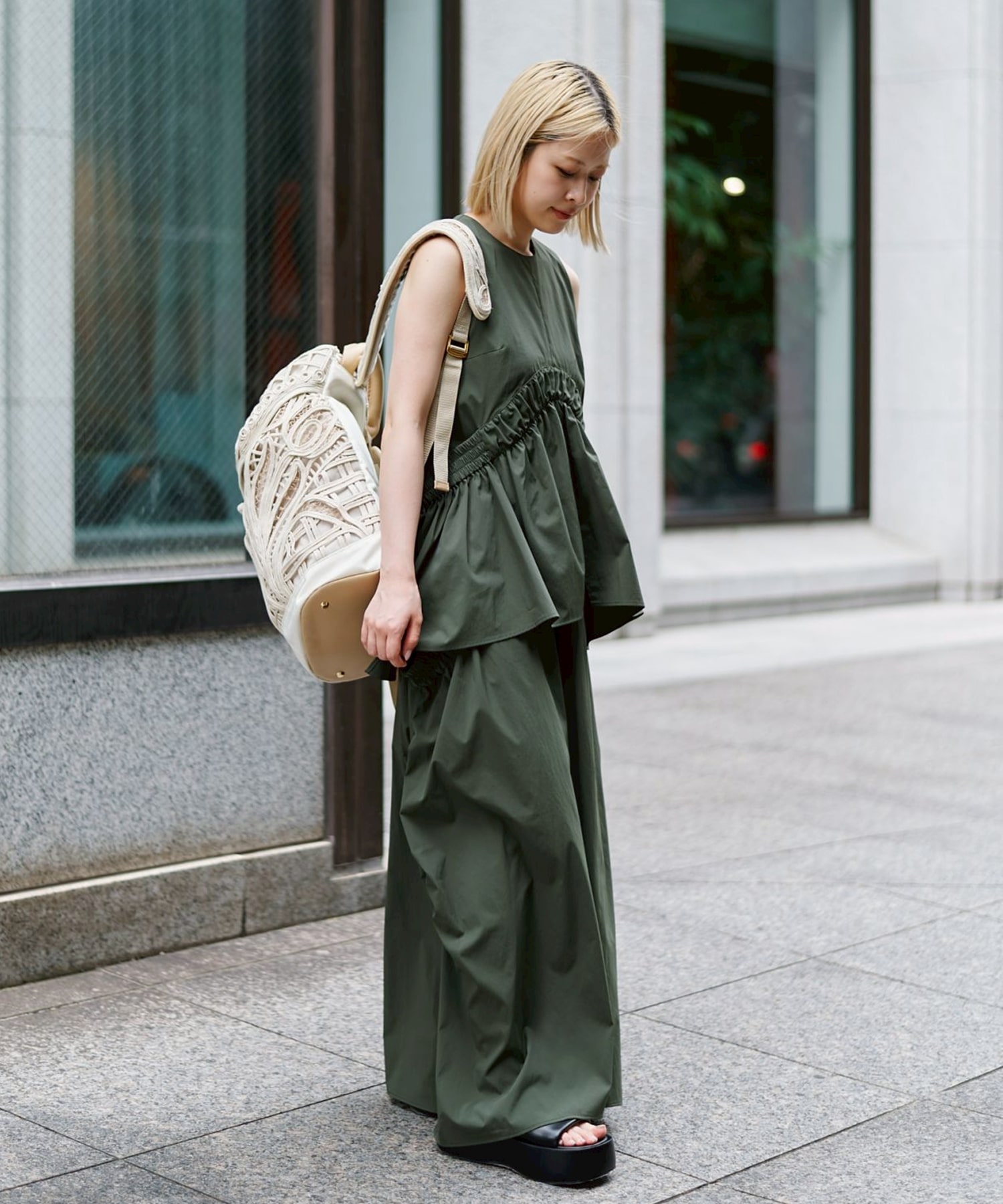 Cording Embroidery Backpack Mame Kurogouchi