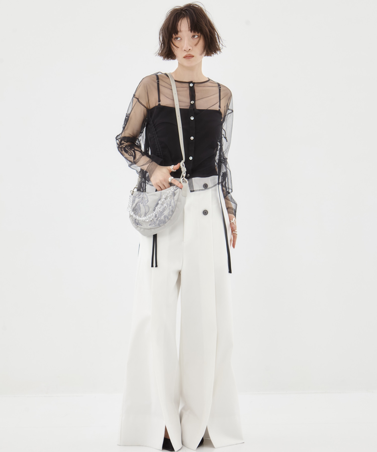 EX.embroidered tulle cardigan MURRAL
