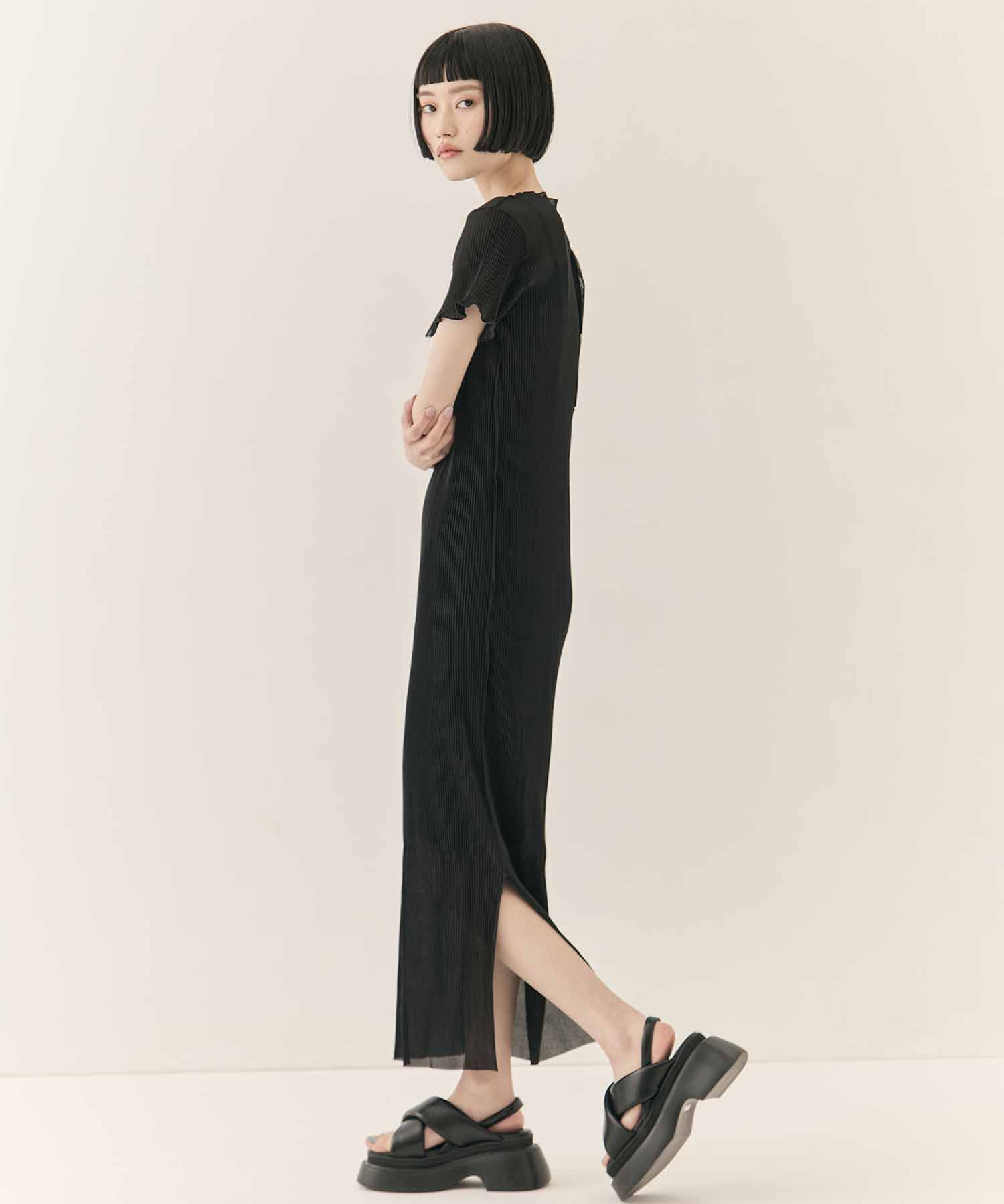 別注SHEER LAYERED SHORT SLEEVE DRESS(S BLACK): kotohayokozawa