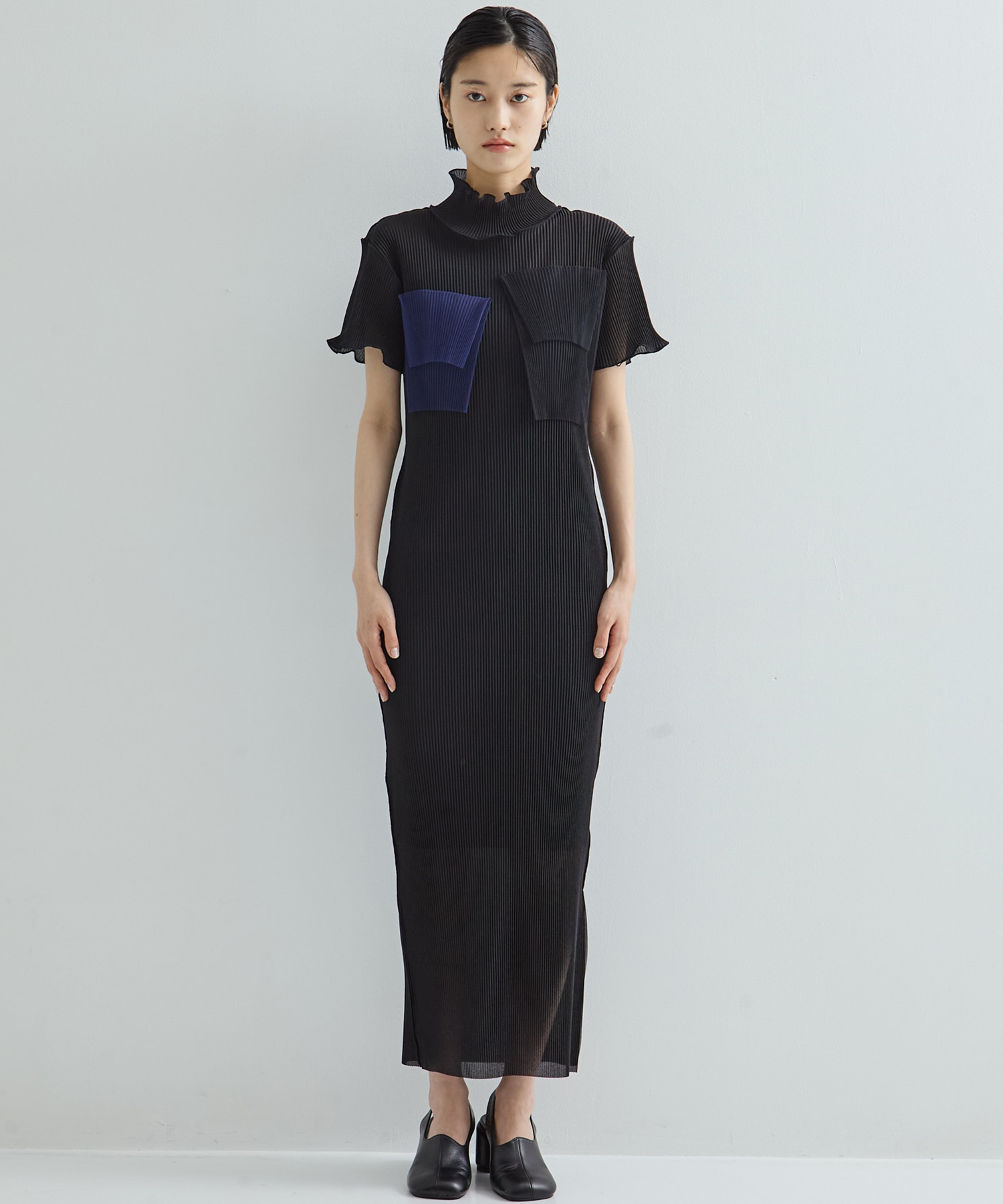 別注SHEER LAYERED SHORT SLEEVE HIGH NECK  DRESS kotohayokozawa