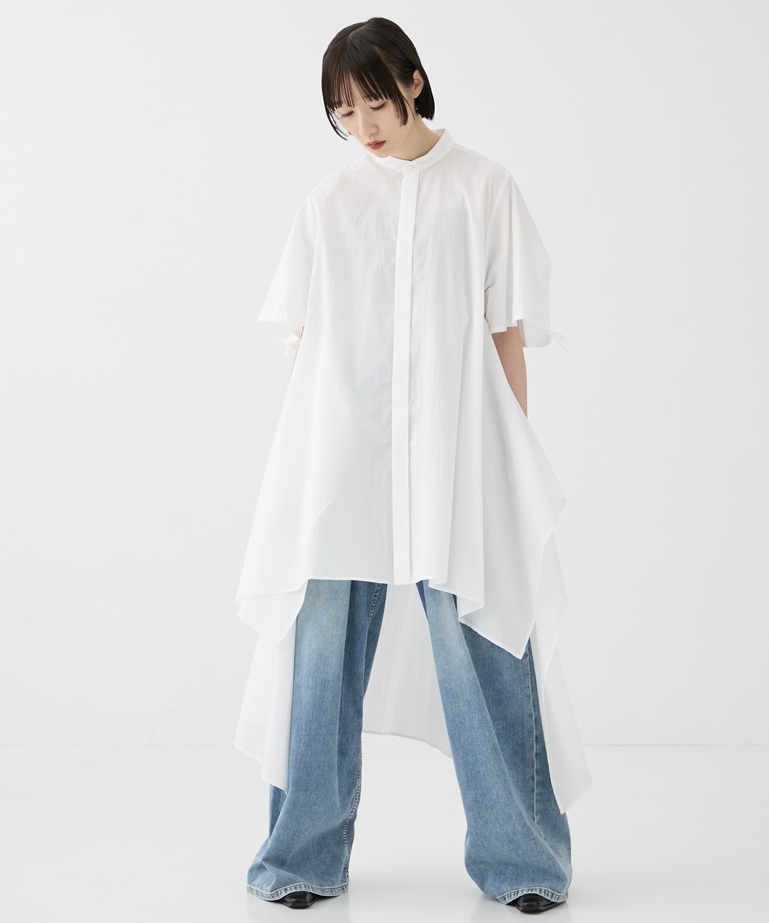 別注 Coボイルサッカーケープスリーブシャツ FEMMENT