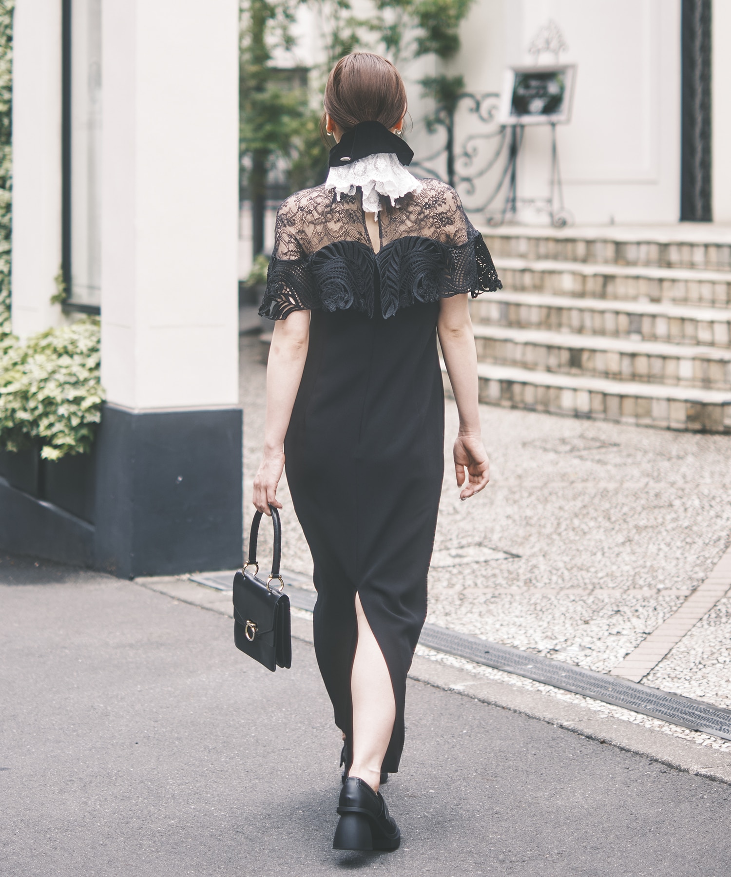 【Mame Kurogouchi】Tulle Lace Classic Dress Tulle Lace Classic Dress(1 BLACK): Mame Kurogouchi: WOMENS