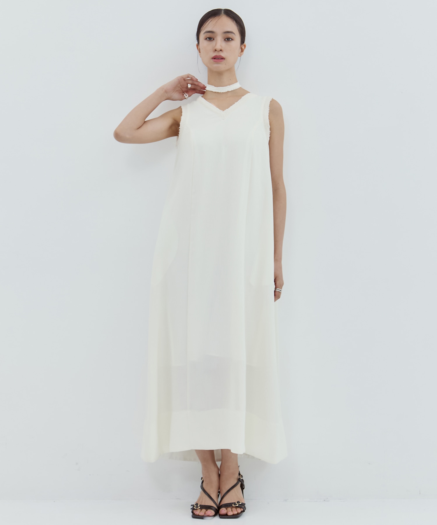 V Neck Sleeveless Mesh Dress STUDIOUS
