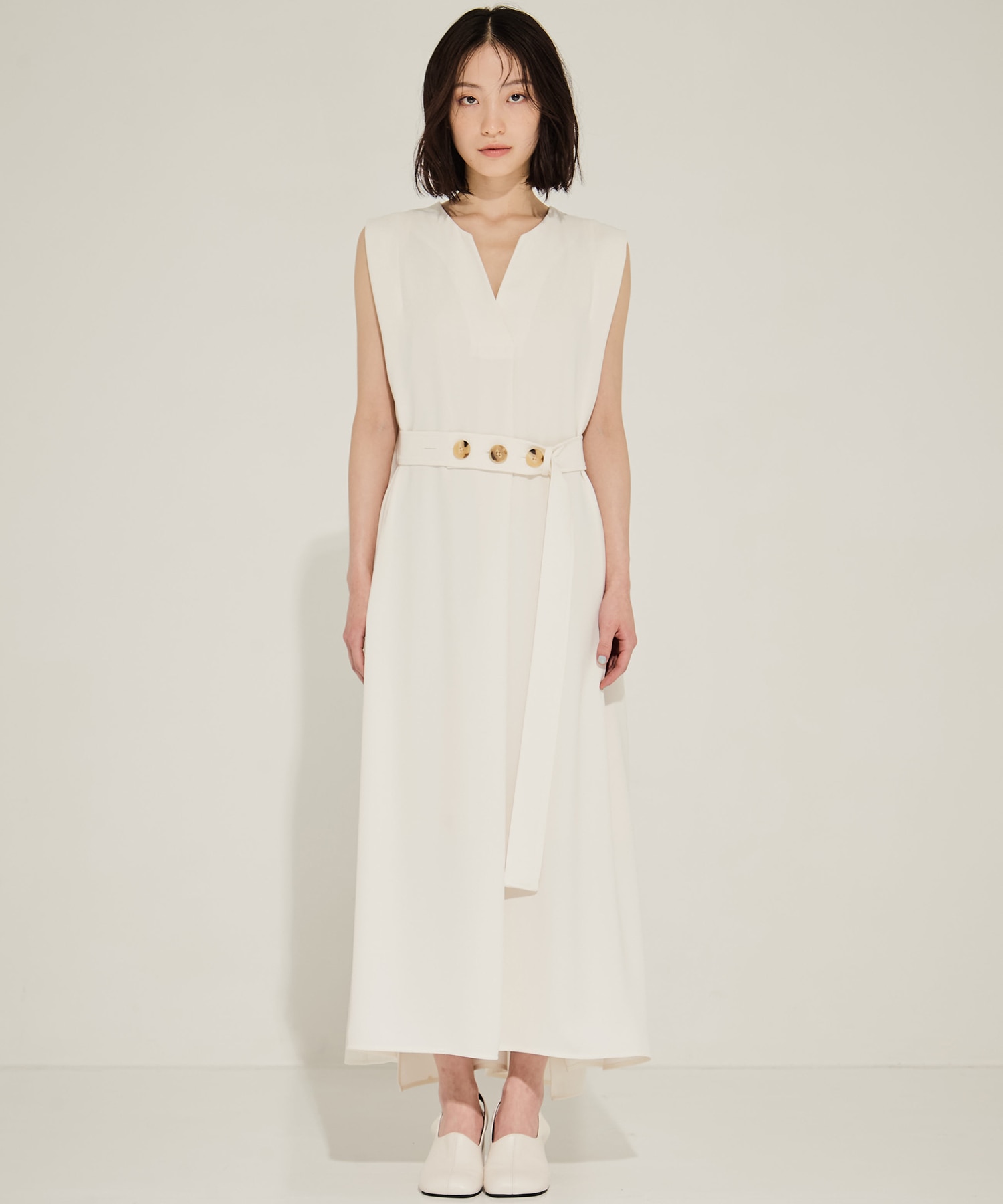 Back Satin Belted Dress STUDIOUS