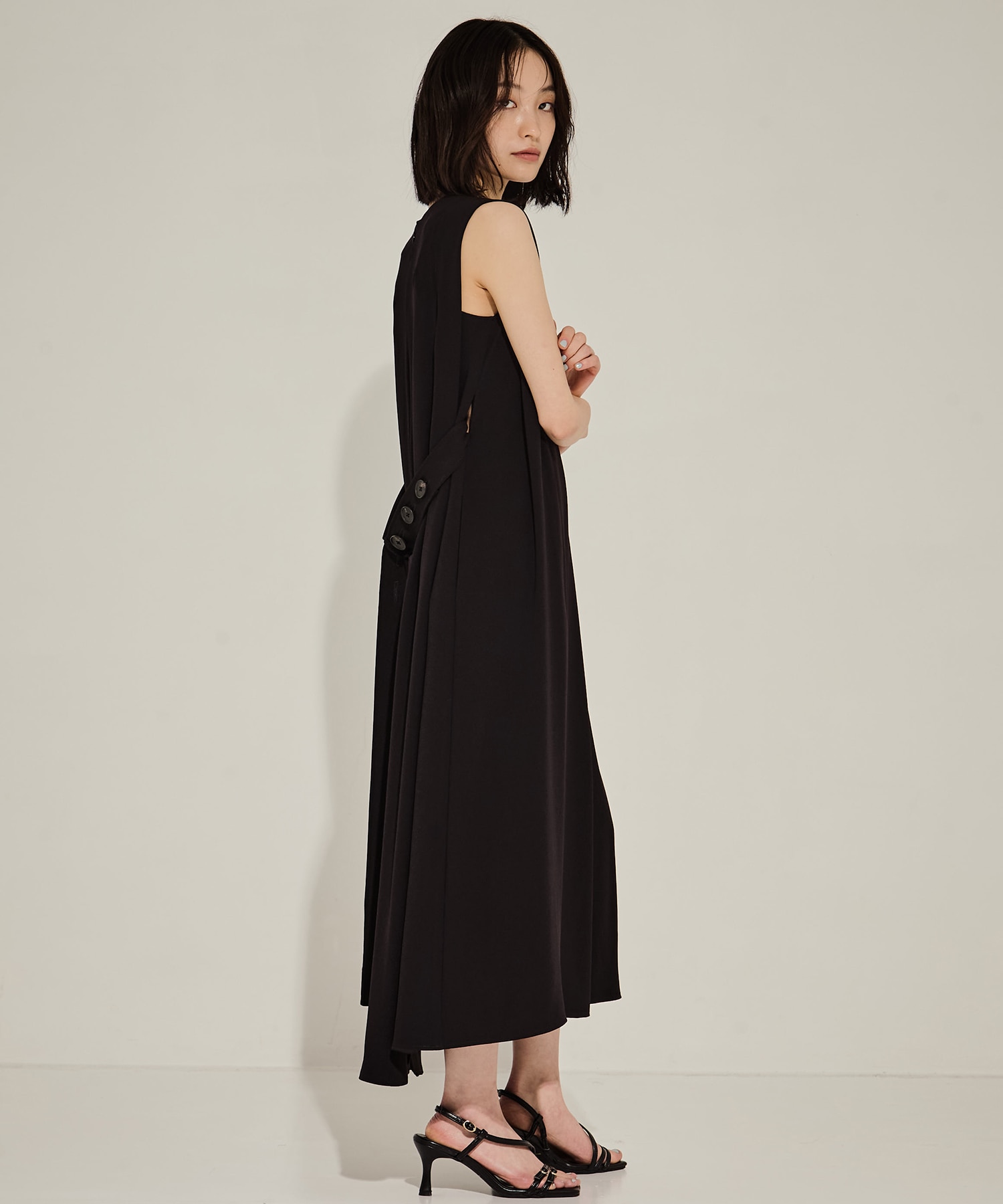 Back Satin Belted Dress STUDIOUS