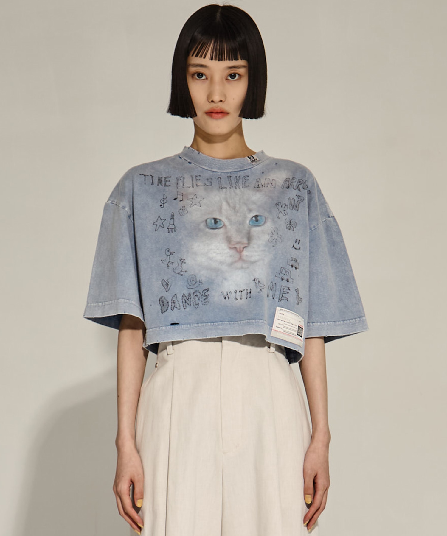 BLEACHED CROPPED TEE Maison MIHARA YASUHIRO