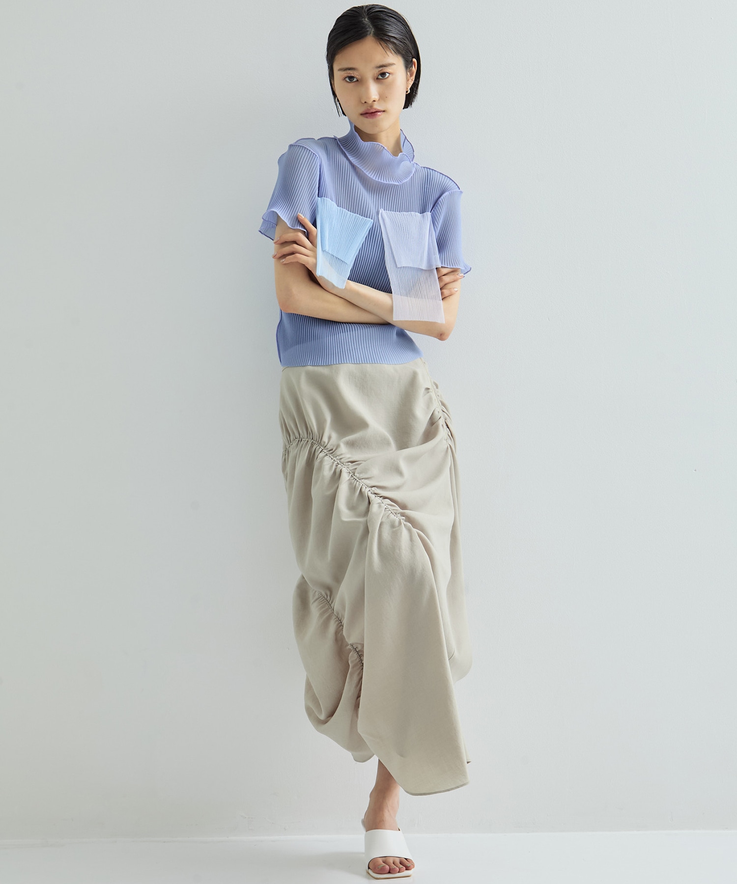 別注SHEER SHORT HIGHNECK SLEEVE TOP kotohayokozawa