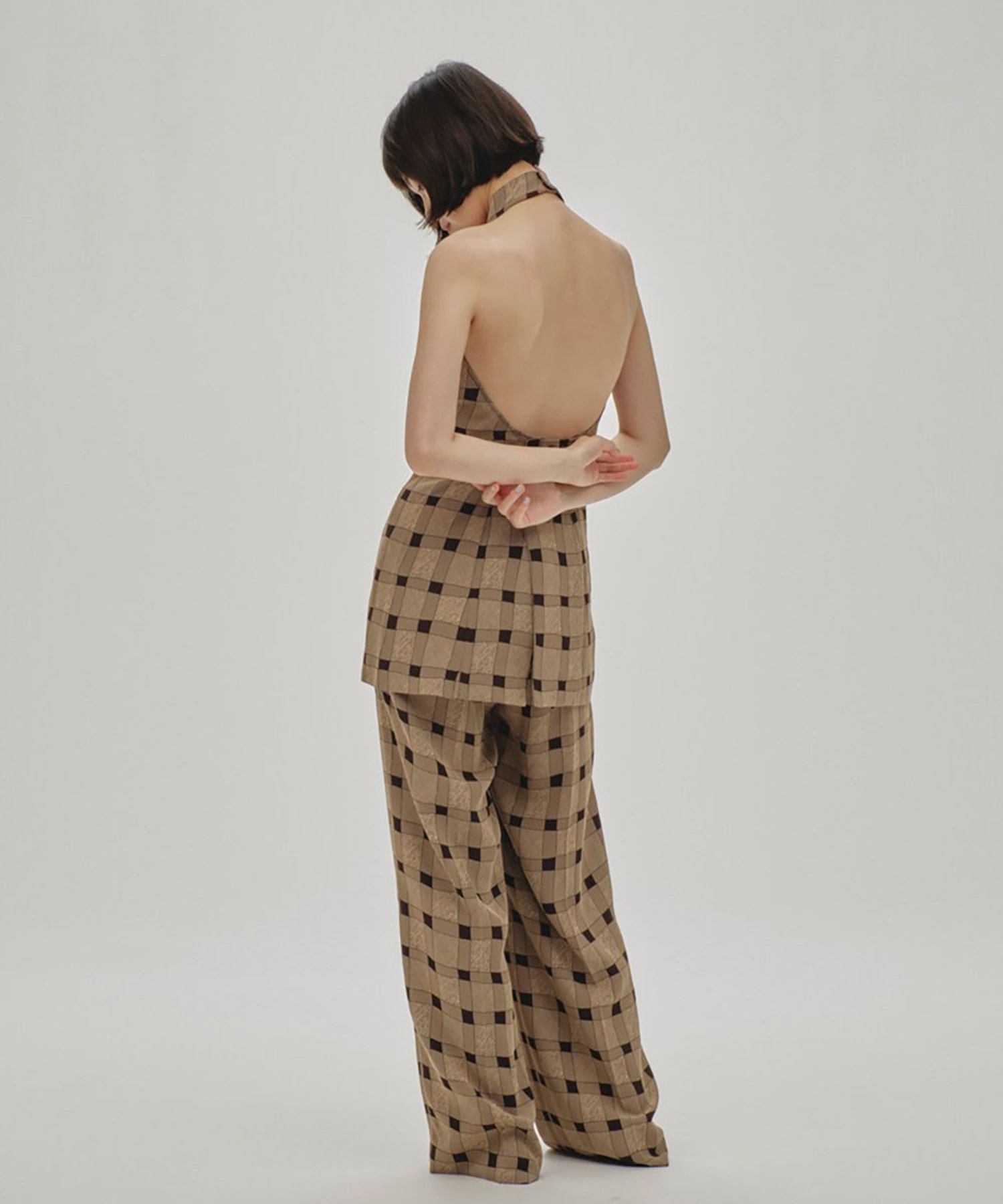 Halterneck Checkjaquard Top TODAYFUL