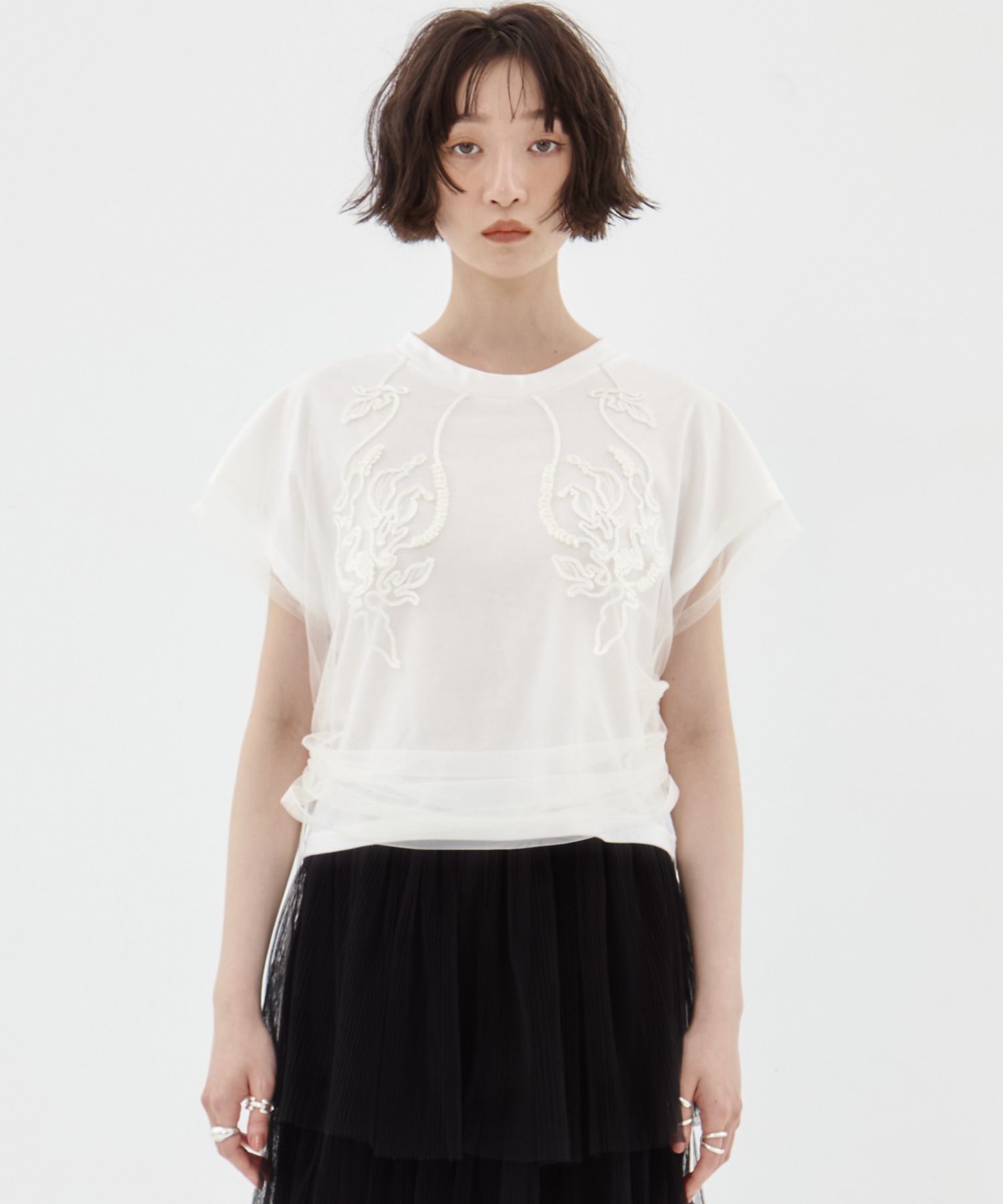 EX.embroidered tulle layered tops MURRAL