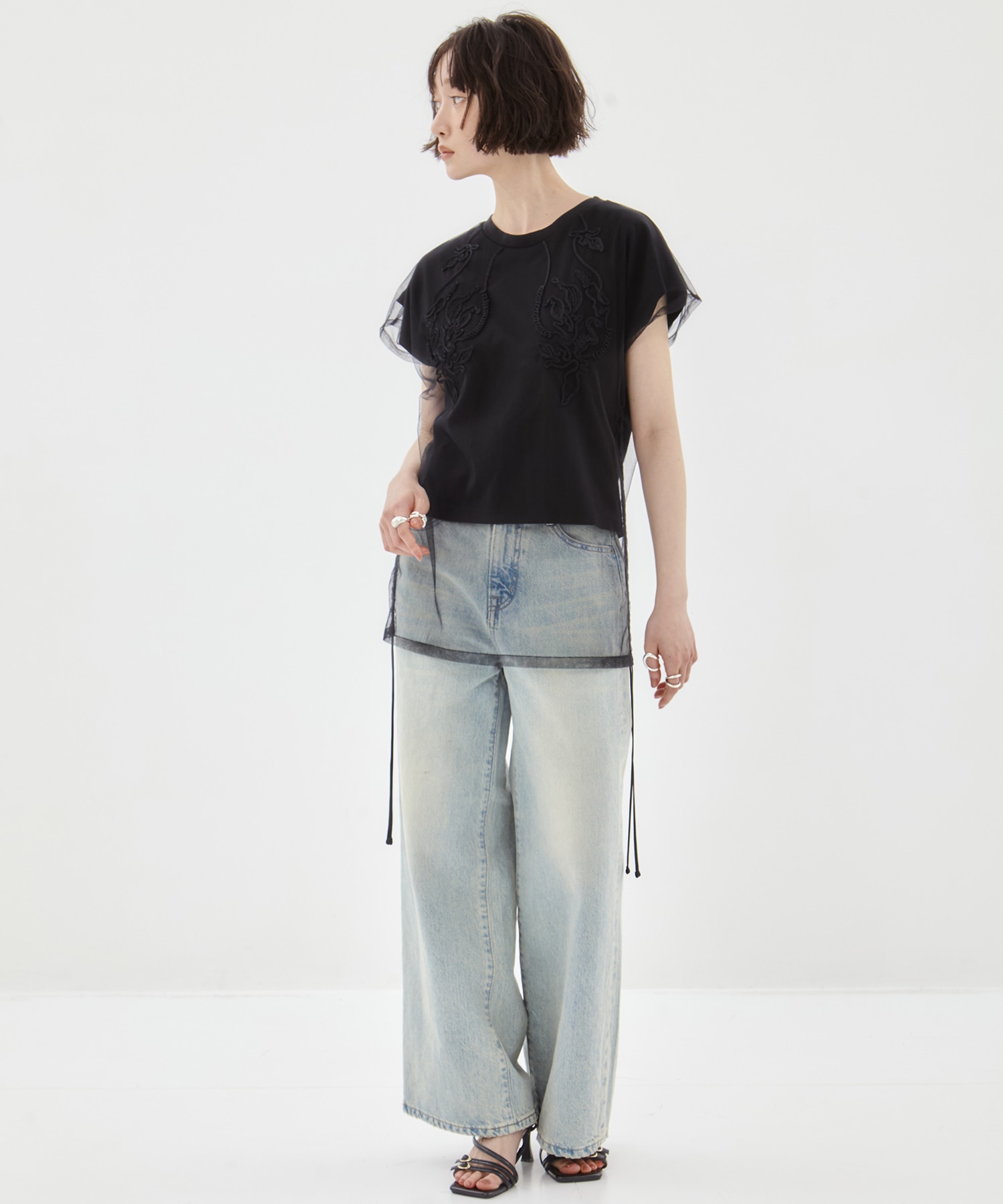 EX.embroidered tulle layered tops MURRAL