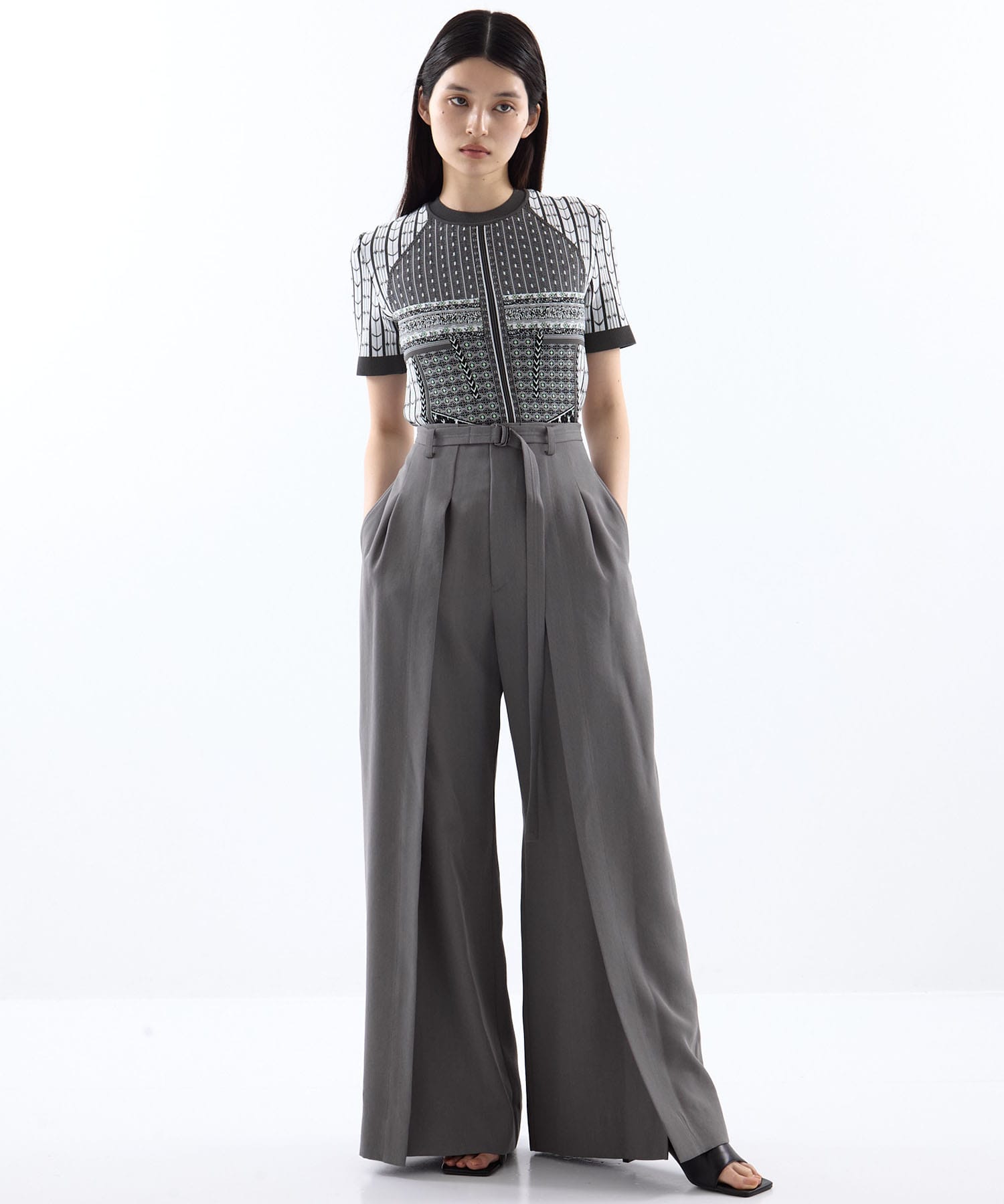 Geometric Pattern Knitted Top Mame Kurogouchi