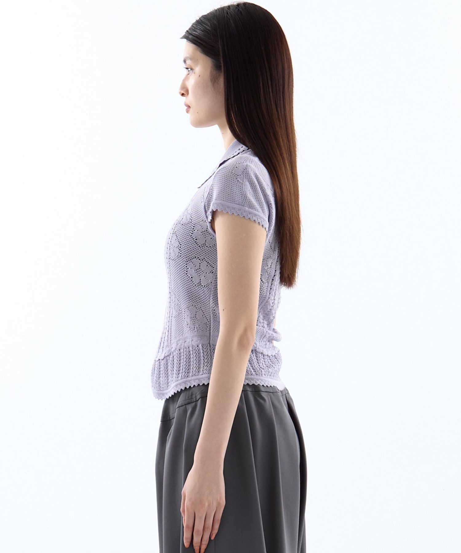 別注 Lace Stripe Knitted Top Mame Kurogouchi