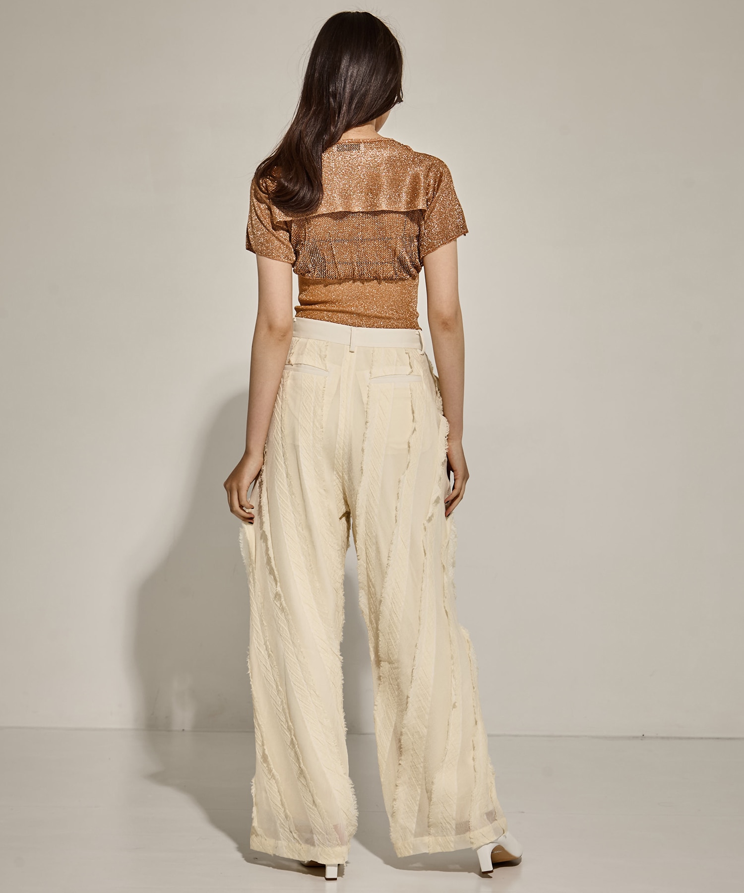 SHINY 2PIECES TOPS TAN