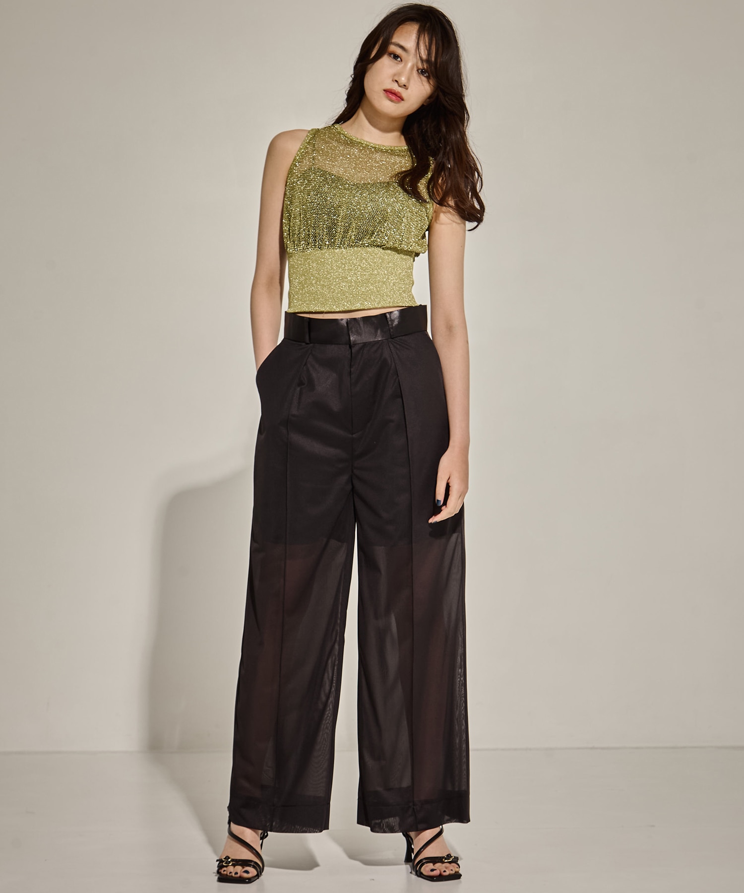 SHINY 2PIECES TOPS TAN