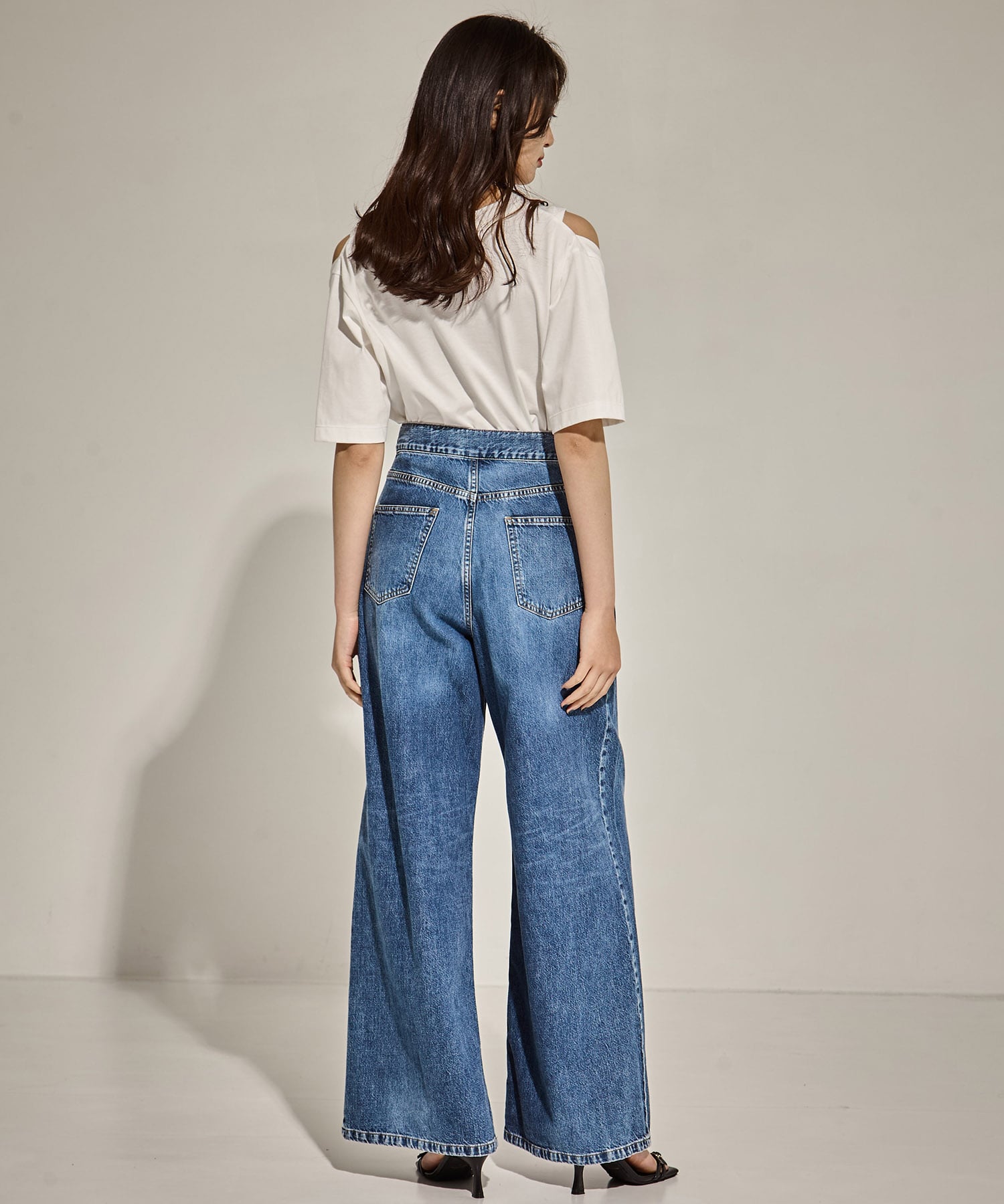 WASHED DENIM WIDE PANTS (SHORT LENGTH) JOHN LAWRENCE SULLIVAN