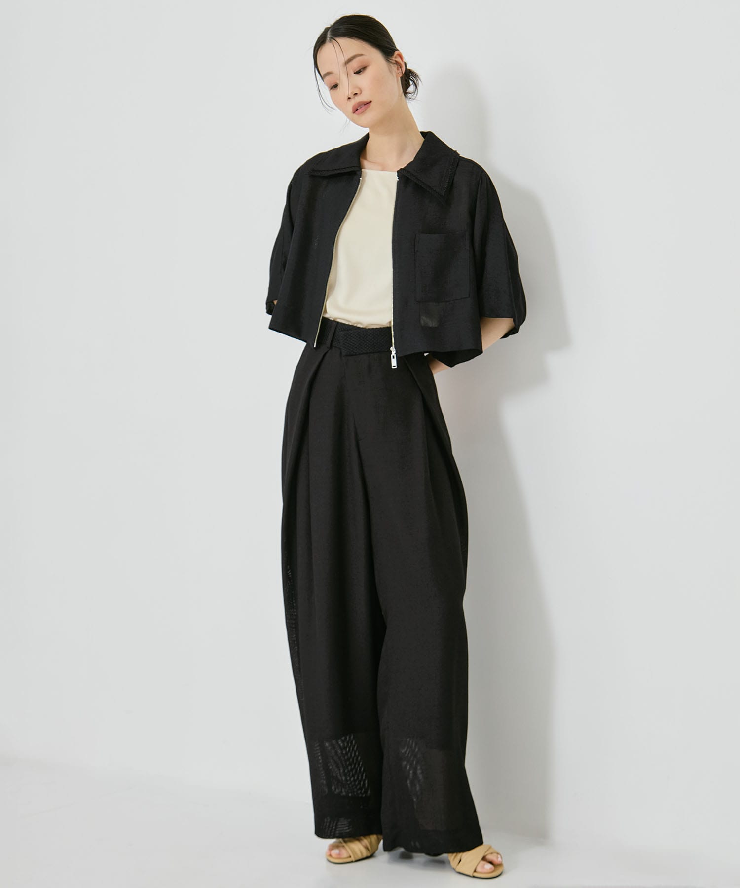 Asymmetric Front Mesh Trousers STUDIOUS
