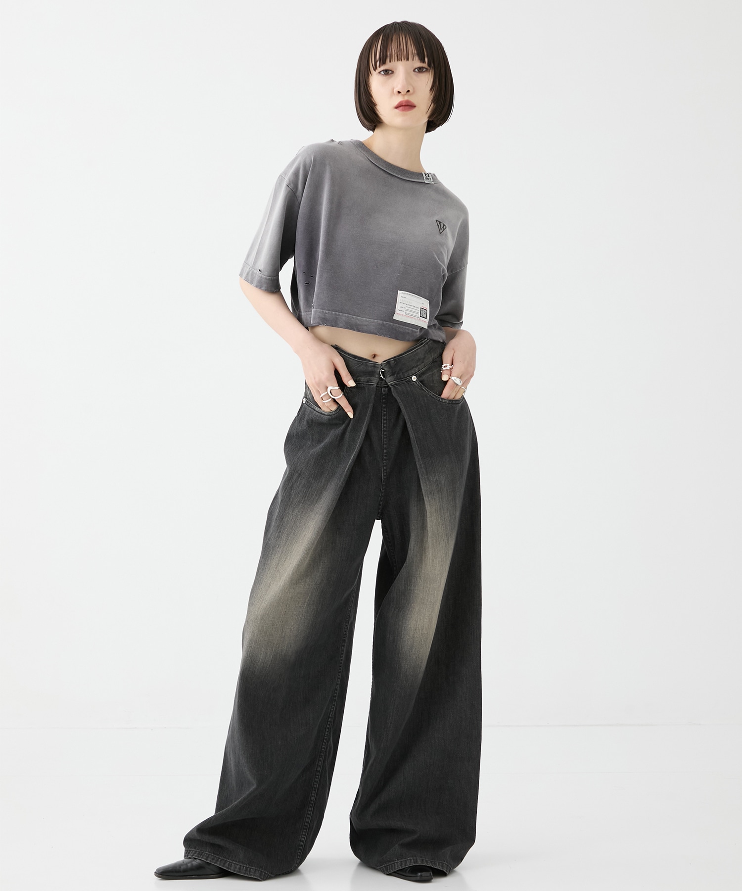 別注 WASHED DENIM FOLDED WIDE PANTS (SHORT LENGTH) JOHN LAWRENCE SULLIVAN