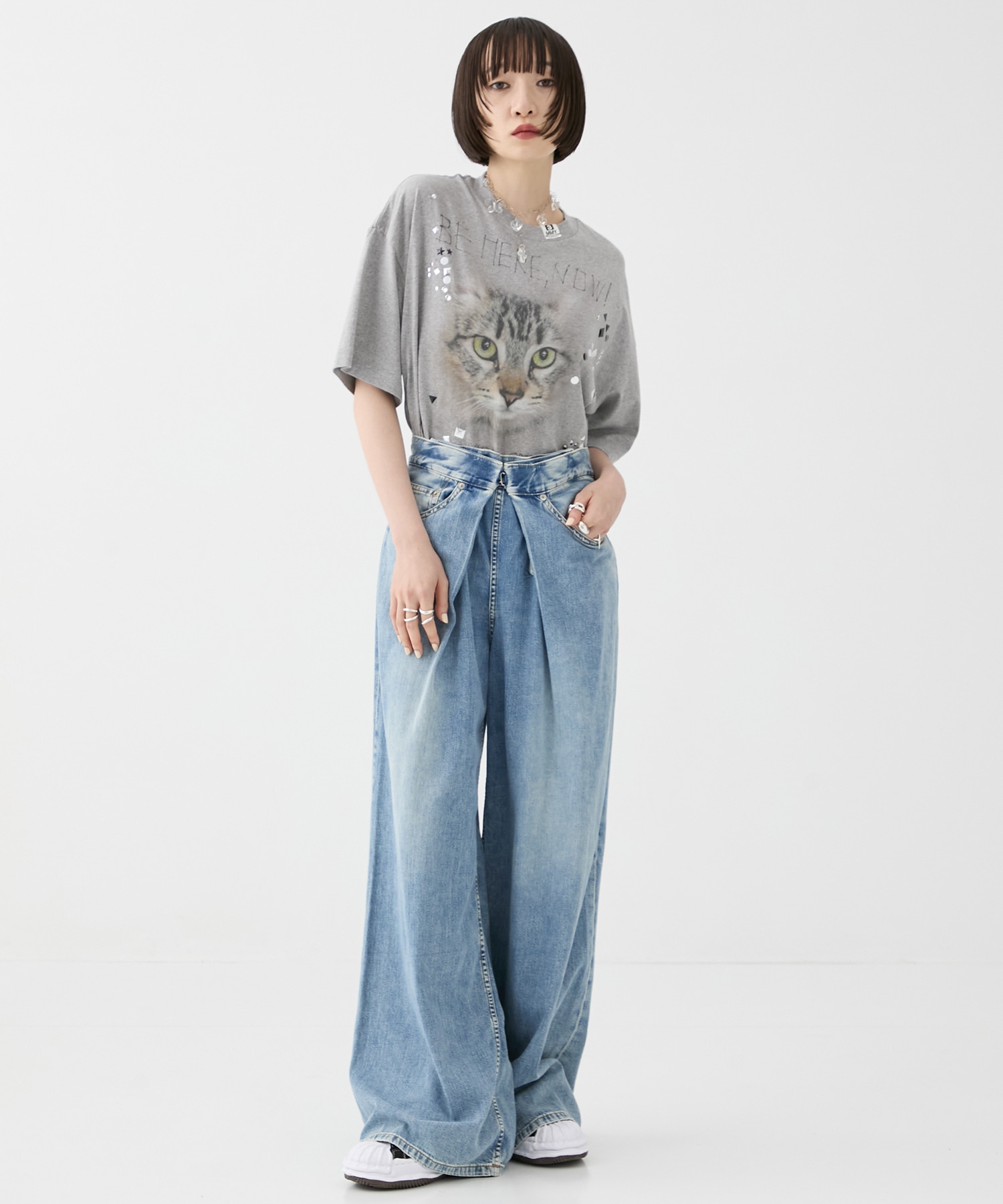 別注 WASHED DENIM FOLDED WIDE PANTS (SHORT LENGTH) JOHN LAWRENCE SULLIVAN