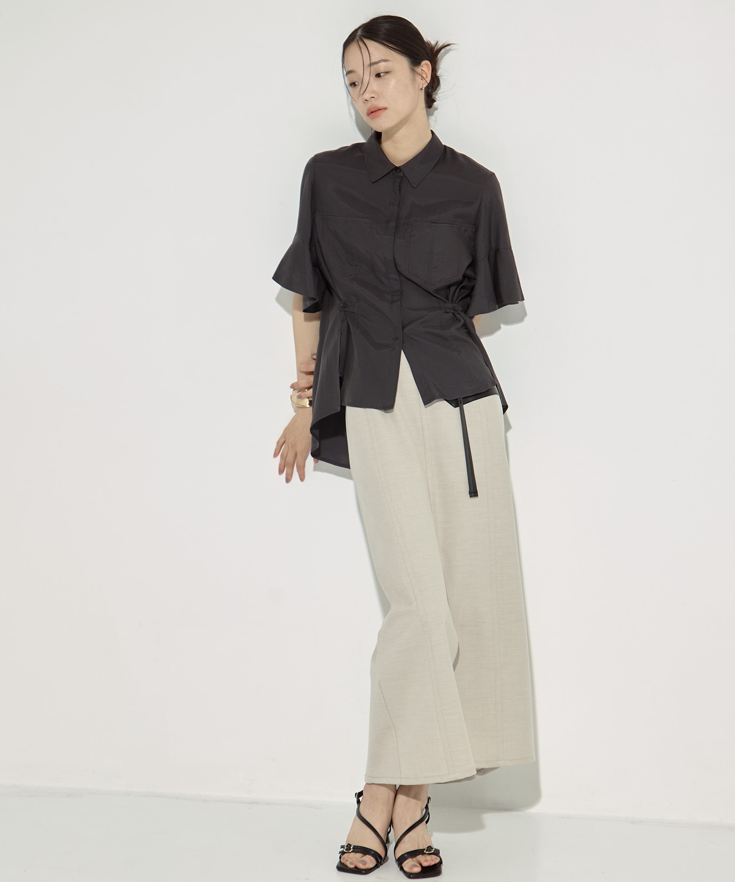 Leather Belted Straight SK STUDIOUS