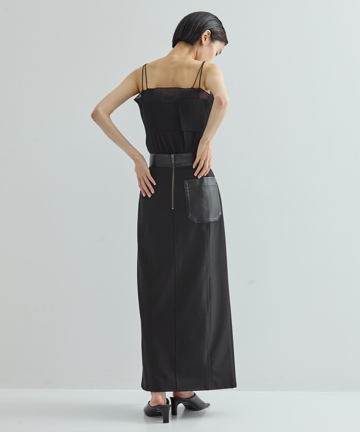 Leather Belted Straight SK STUDIOUS