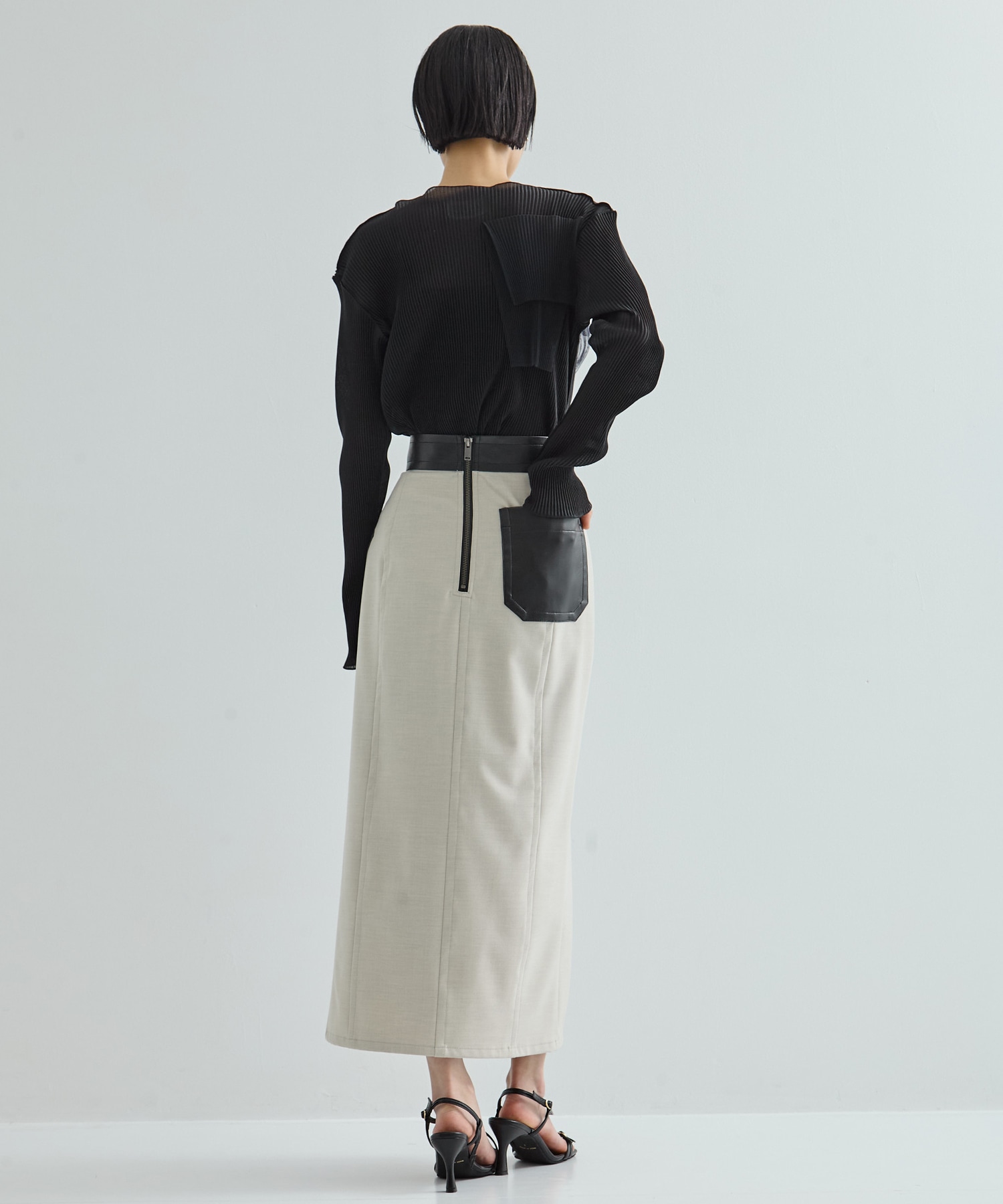 Leather Belted Straight SK STUDIOUS
