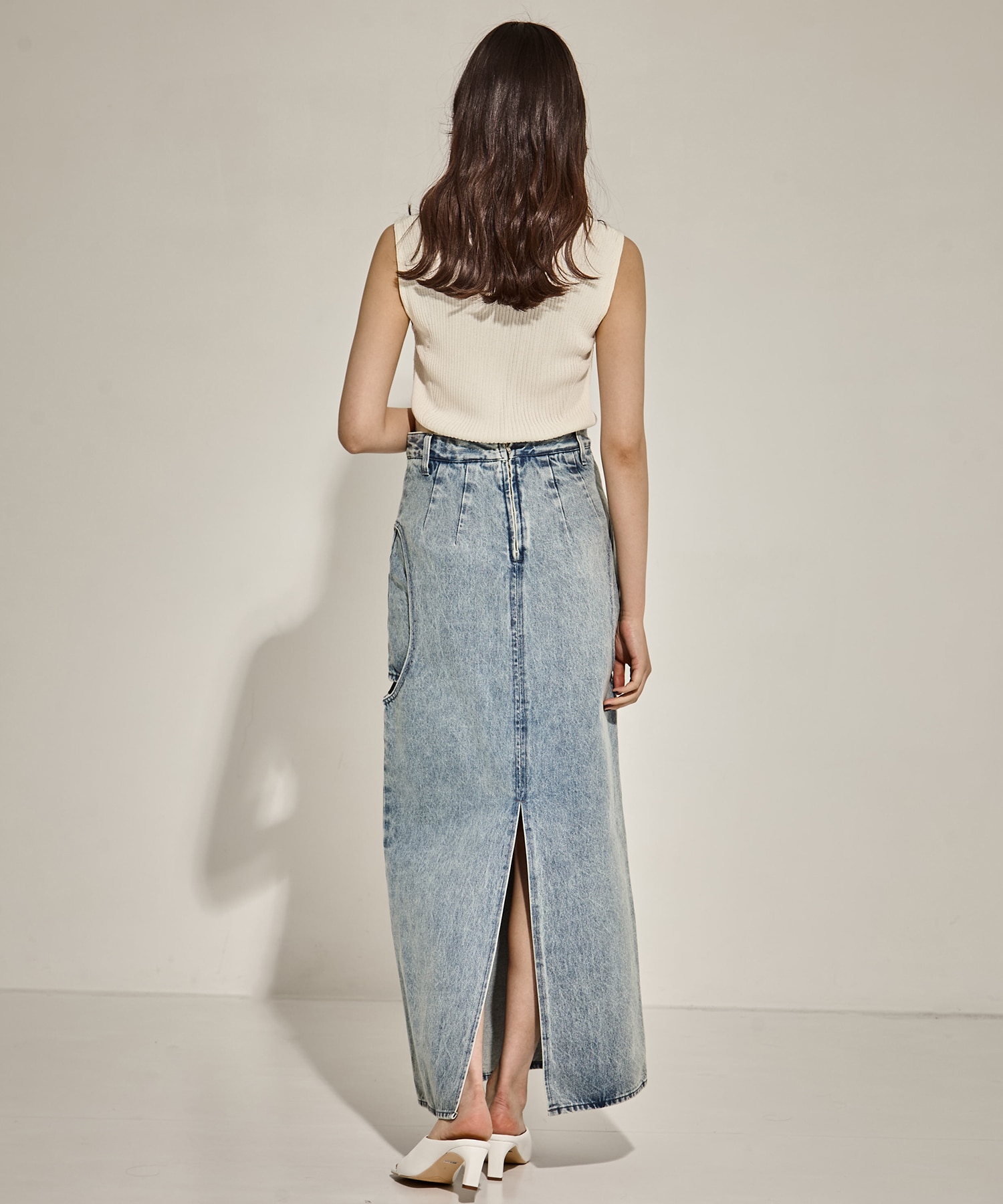 別注サークルカットデニムスカート CLANE