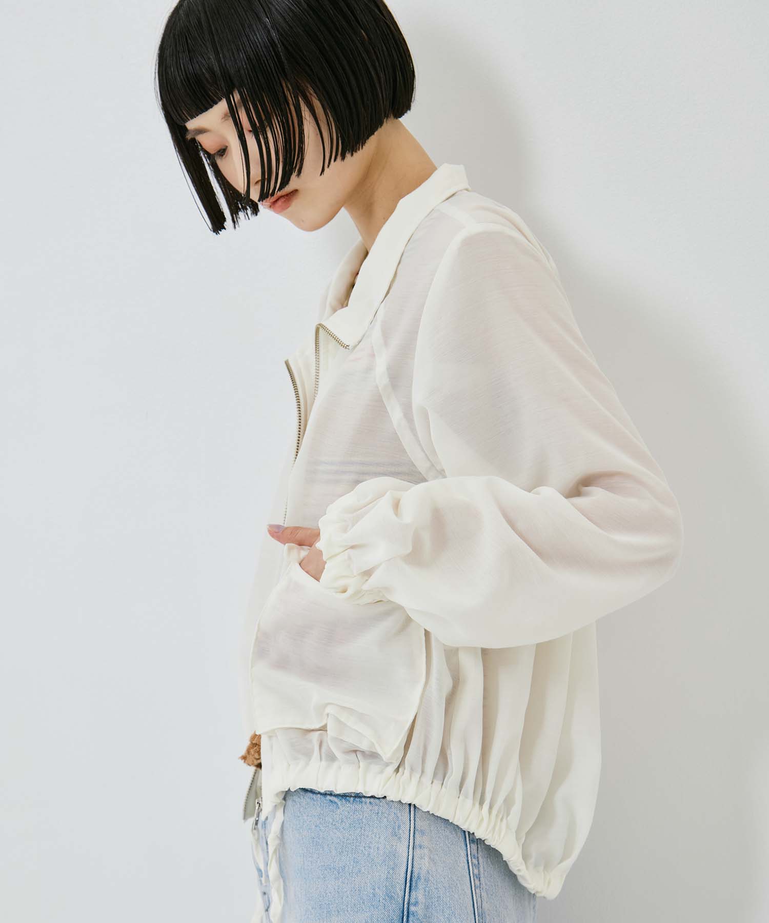 SHEER ZIP BLOUSON STUDIOUS