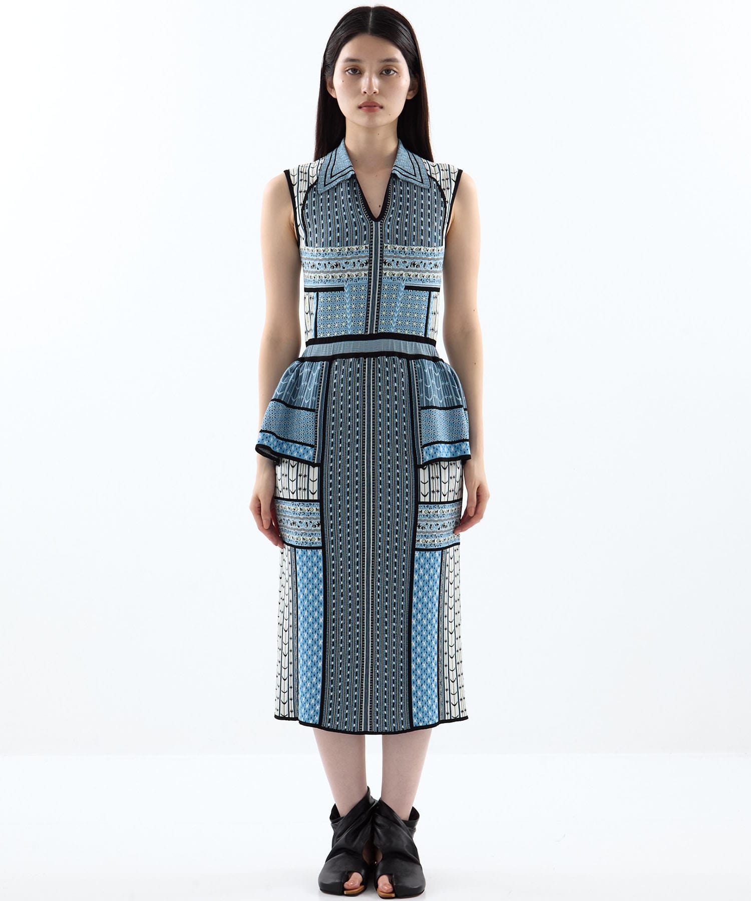 Geometric Pattern Knitted Dress Mame Kurogouchi