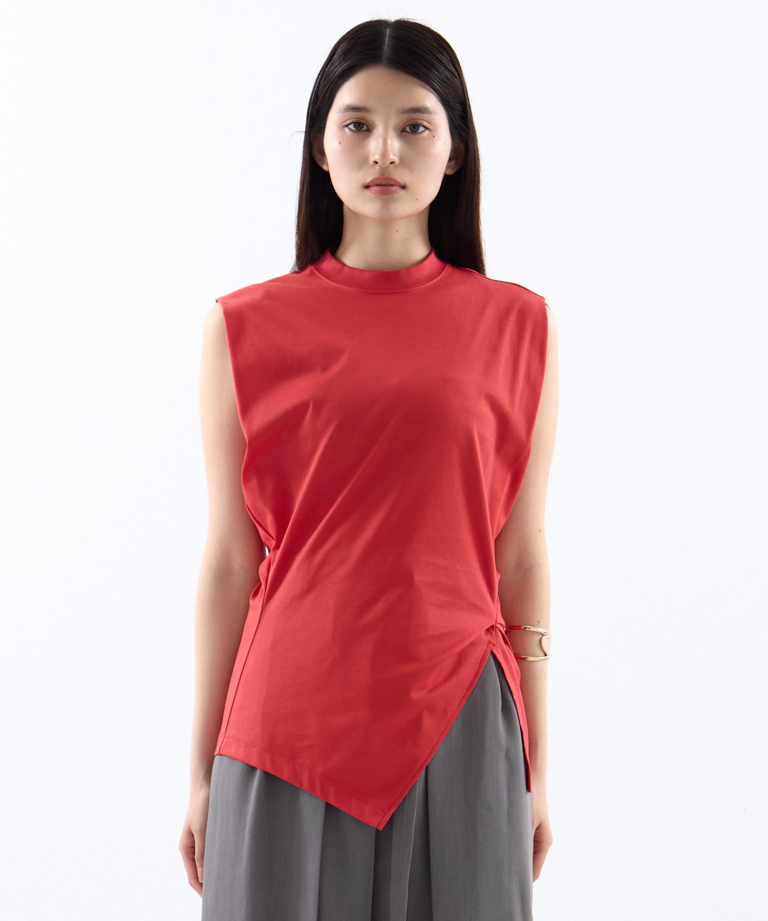 Cotton Jersey Asymmetric Sleeveless Top Mame Kurogouchi