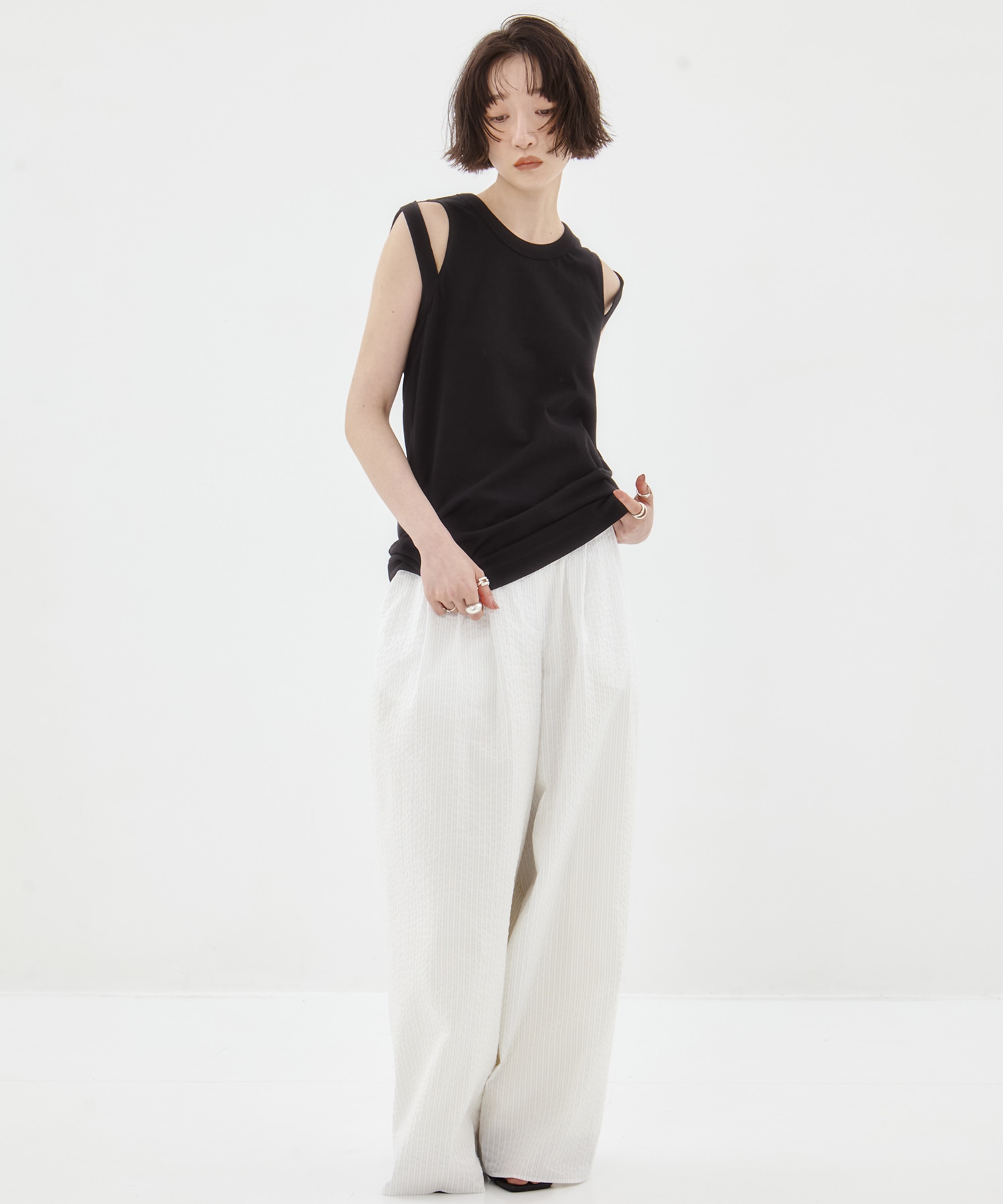 Seersucker Flare Pants STUDIOUS