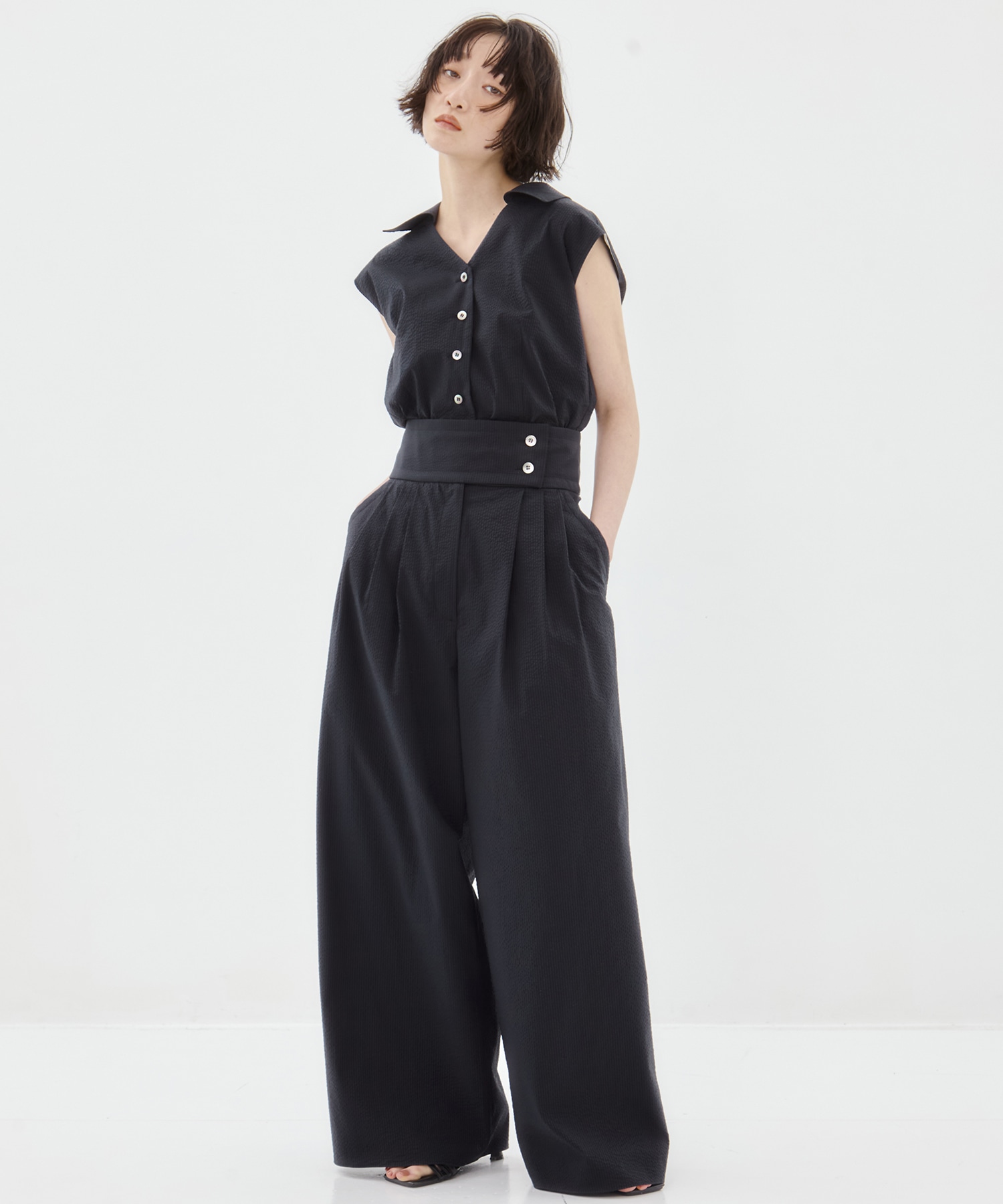 Seersucker Flare Pants STUDIOUS