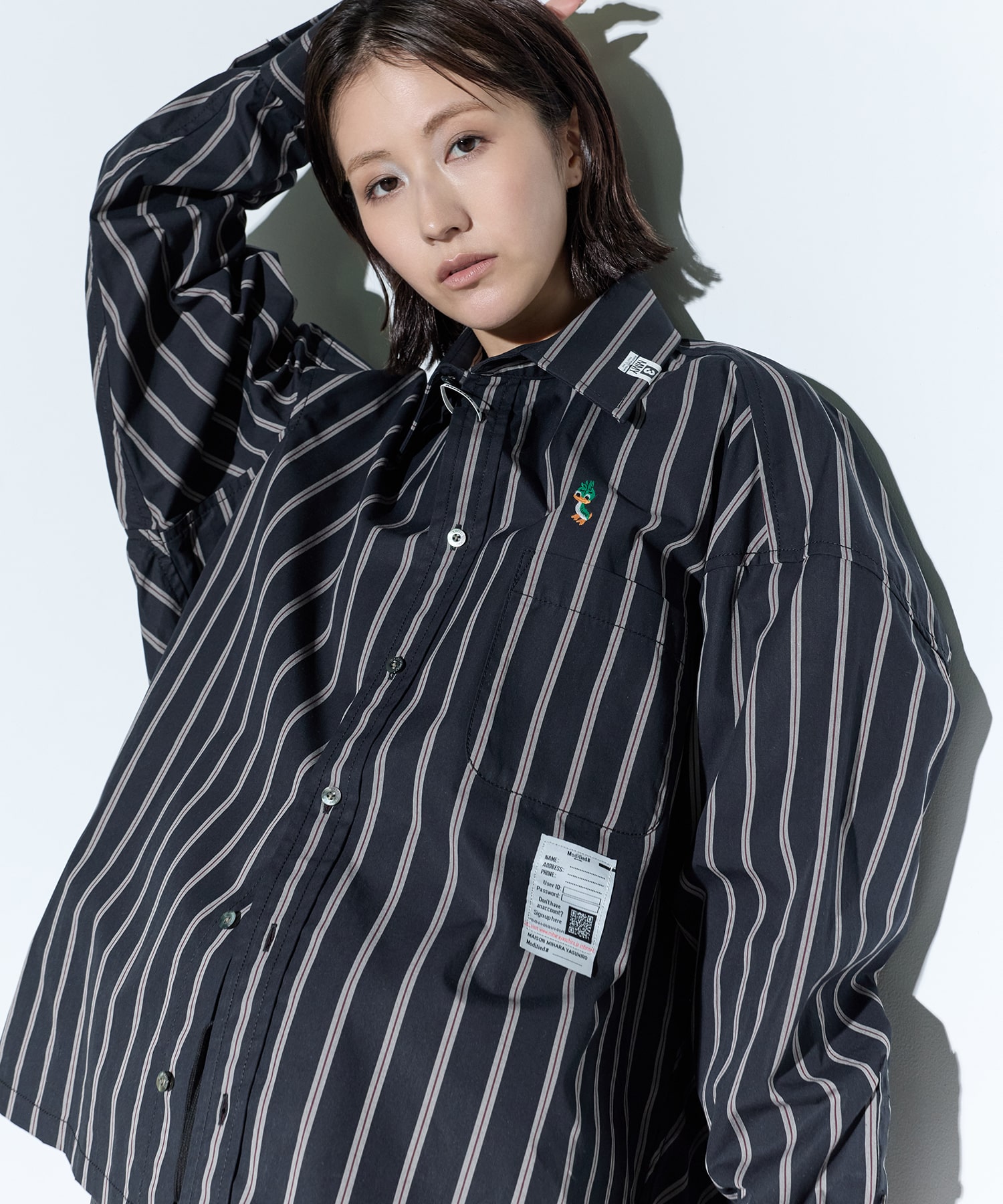 DUCK EMBROIDERY STRIPE SHIRTS Maison MIHARA YASUHIRO