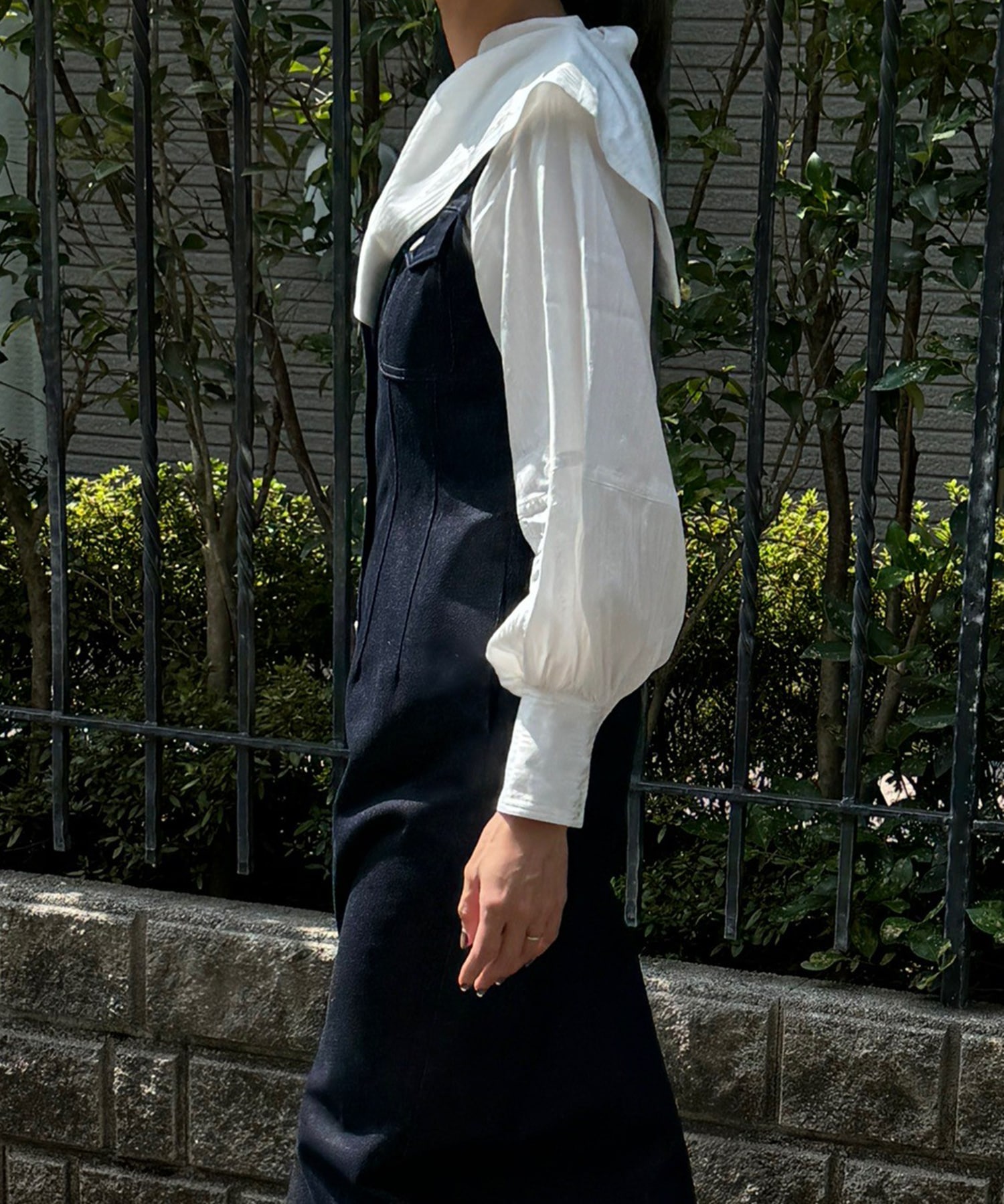 Rosejaquard stripsailor collar blouse FETICO
