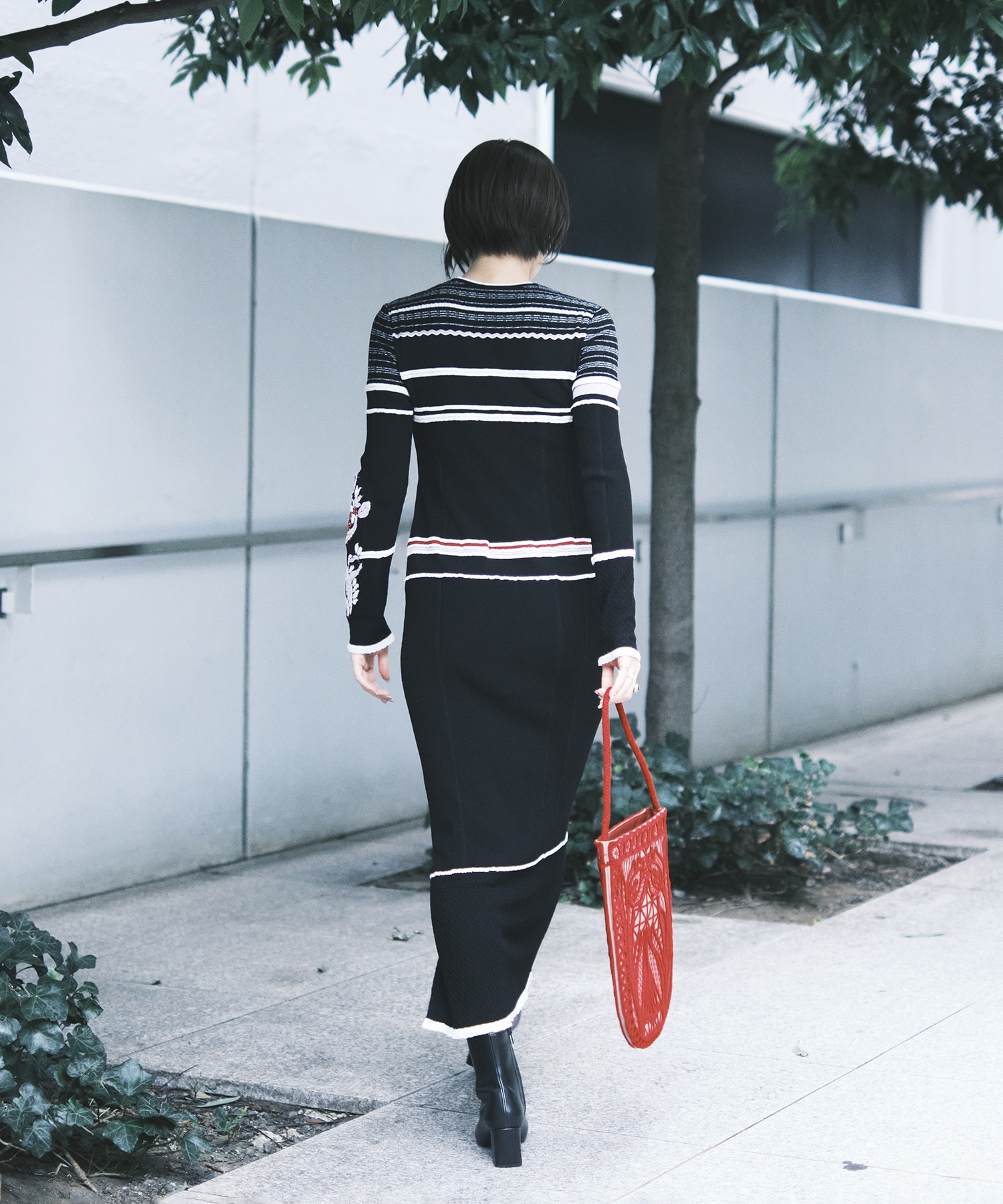 Floral Motif Intarsia Knitted Dress Mame Kurogouchi