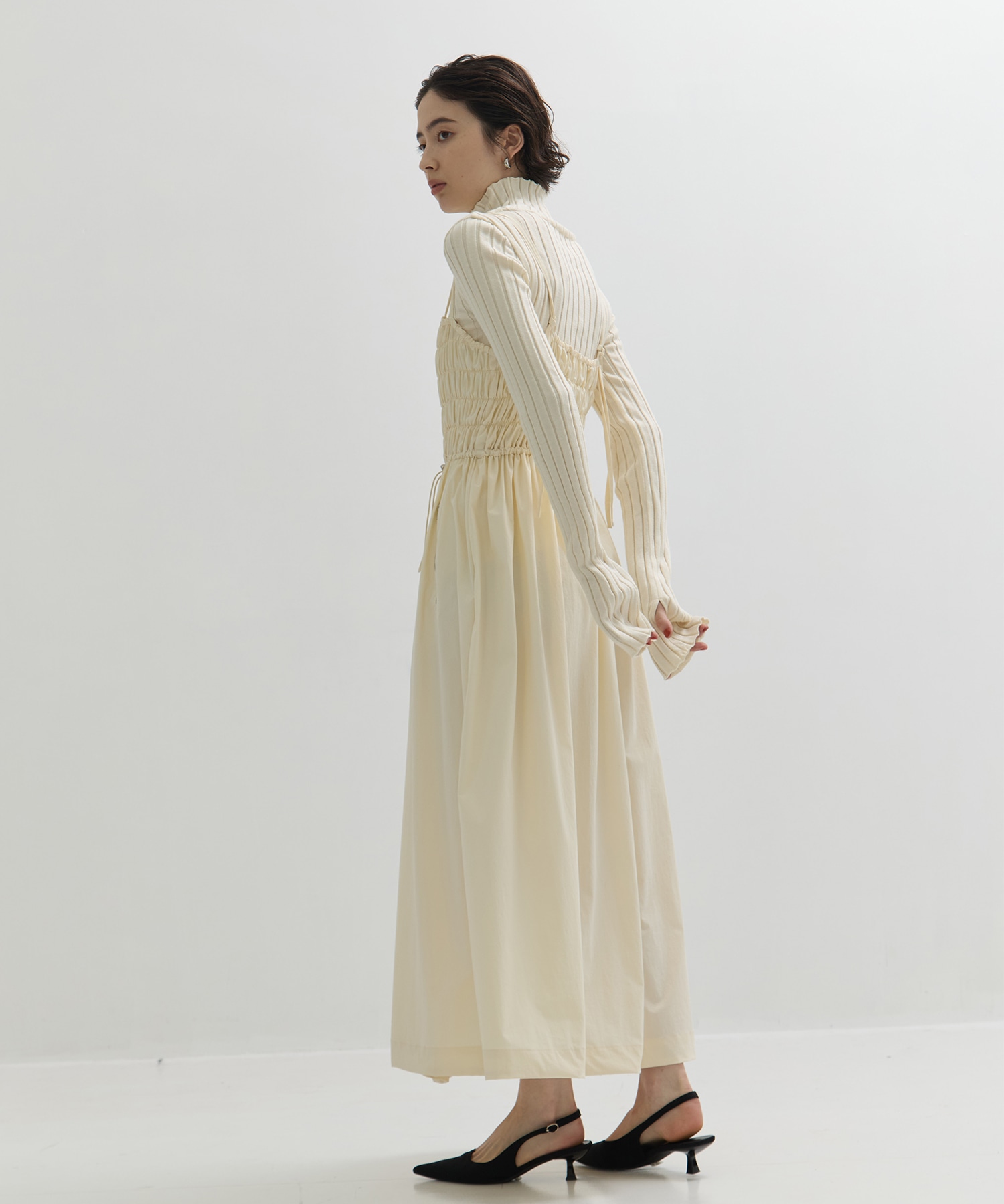 SHIRRING ZIP CAMISOLE DRESS STUDIOUS