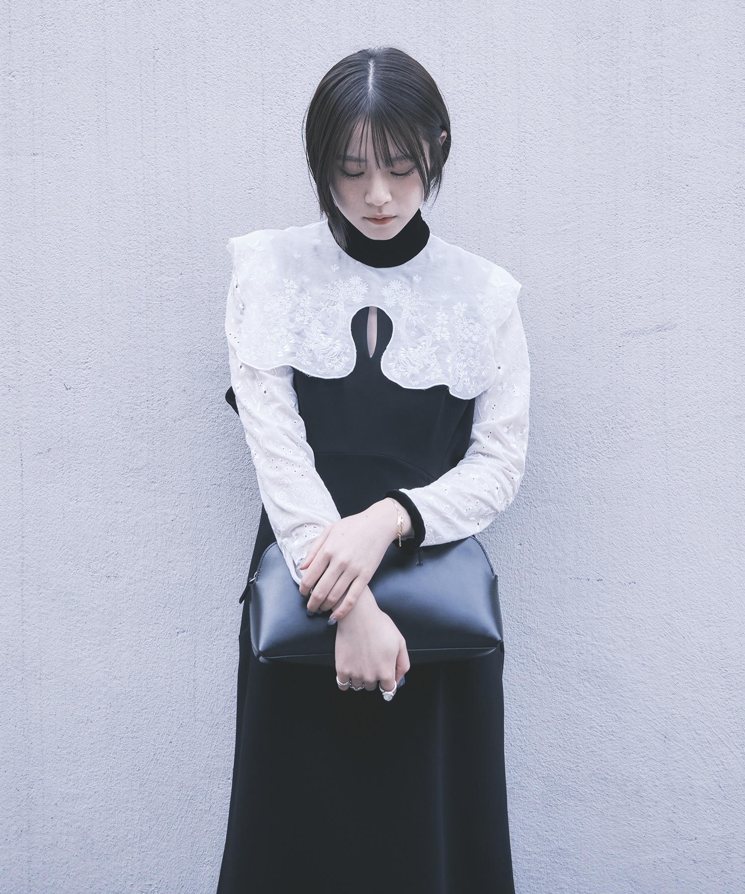 Triacetate Georgette Embroidery Collar Dress Mame Kurogouchi