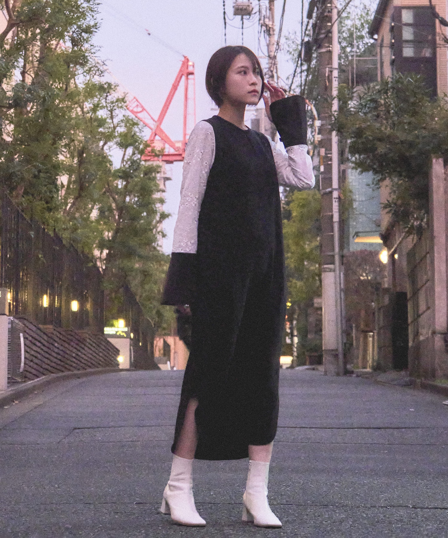 Triacetate Georgette Floral Embroidery Sleeve Classic Dress Mame Kurogouchi