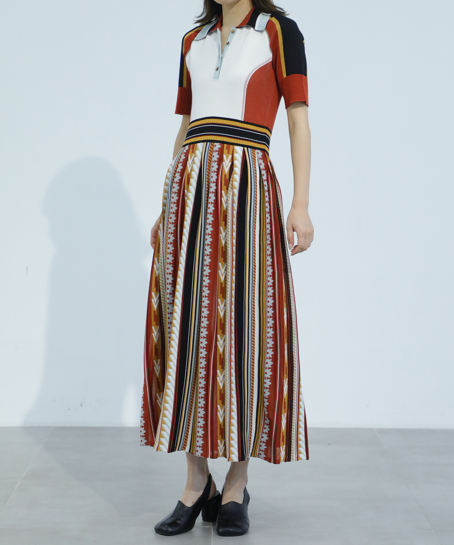 Geometric Pattern Knitted Dress Mame Kurogouchi