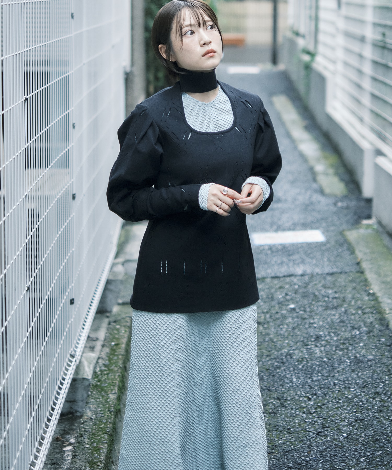 Shirring Jersey Jacquard Dress Mame Kurogouchi