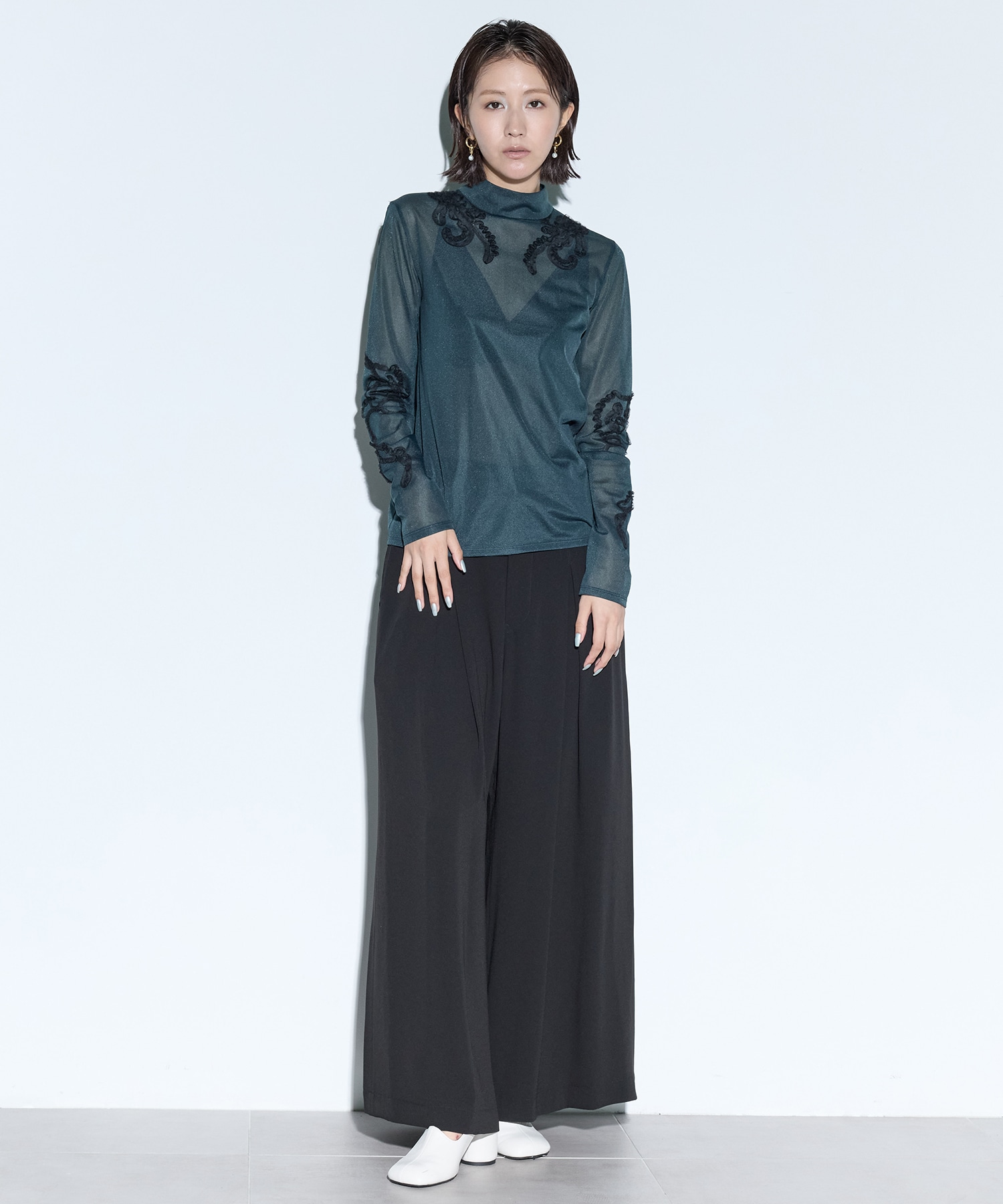 Moon road embroidered sheer top MURRAL