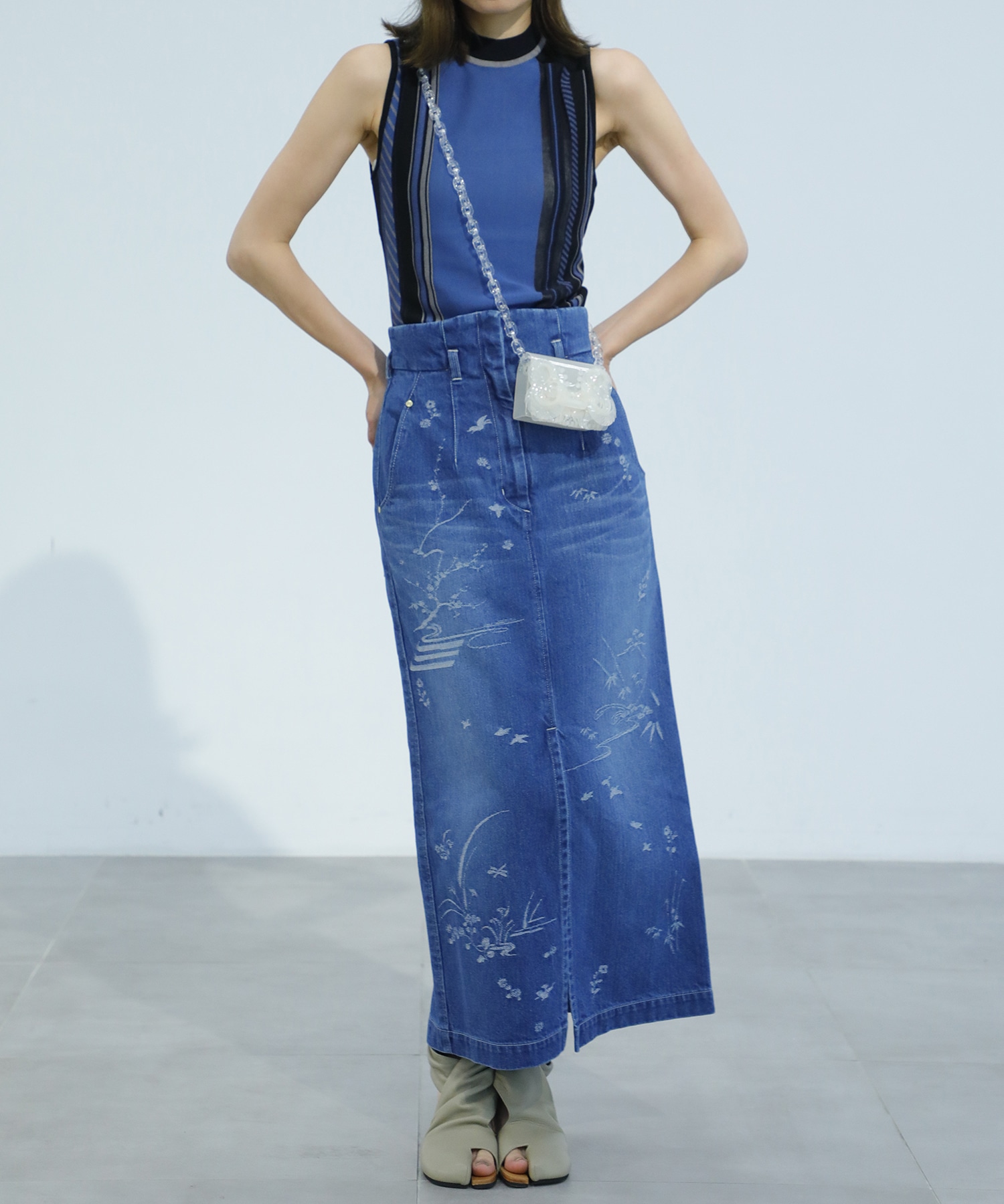 Geometric Pattern Knitted Sleeveless Top Mame Kurogouchi