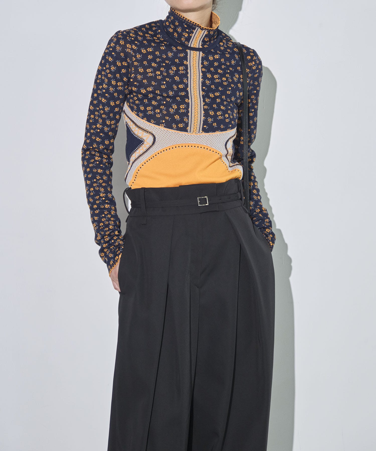 Floral Jacquard High Neck Knitted Top Mame Kurogouchi