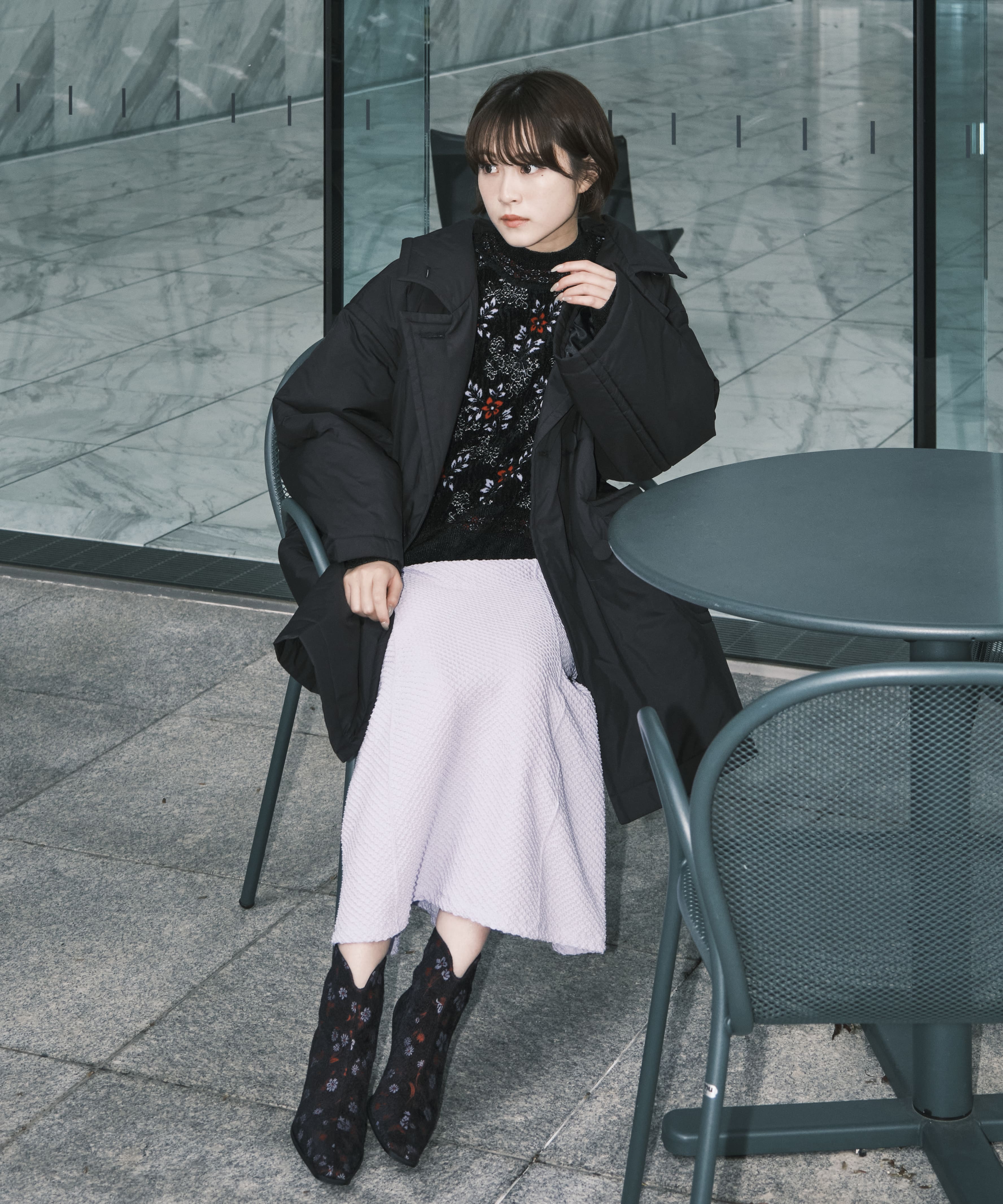 Floral Motif Chenille Knited Top(1 BLACK): Mame Kurogouchi: WOMENS